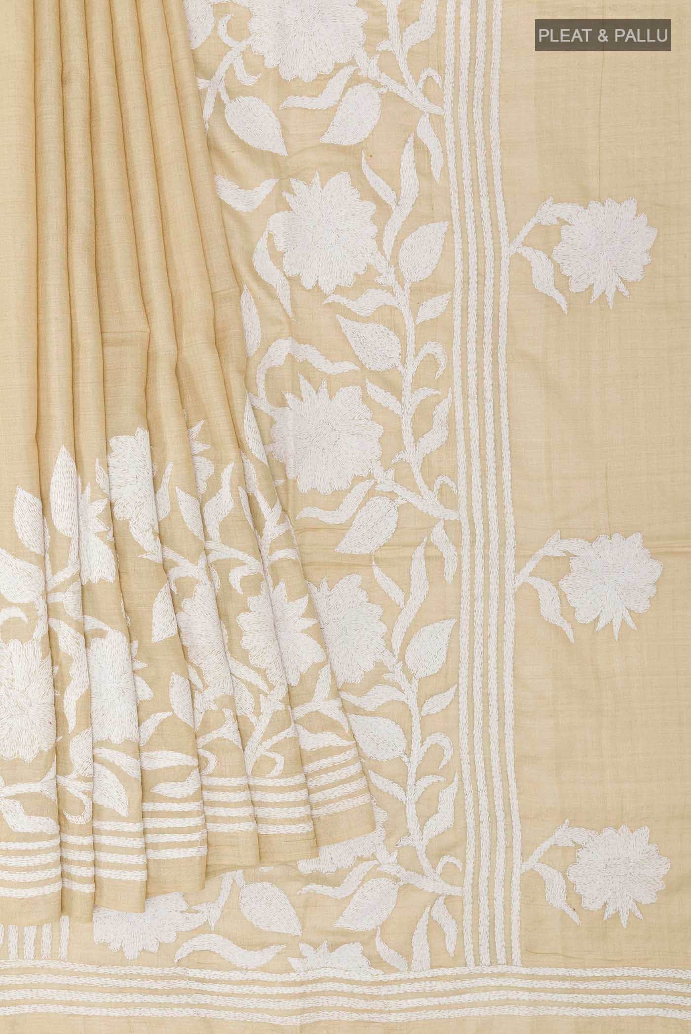 Beige Tussar Saree