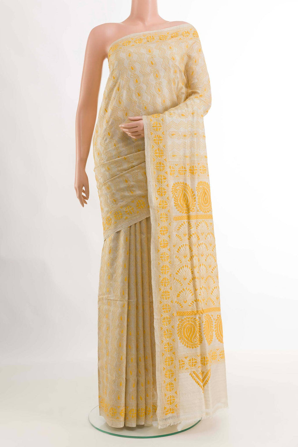 Beige Tussar Saree