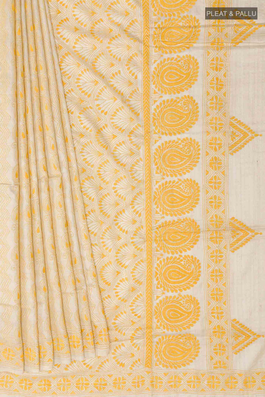 Beige Tussar Saree