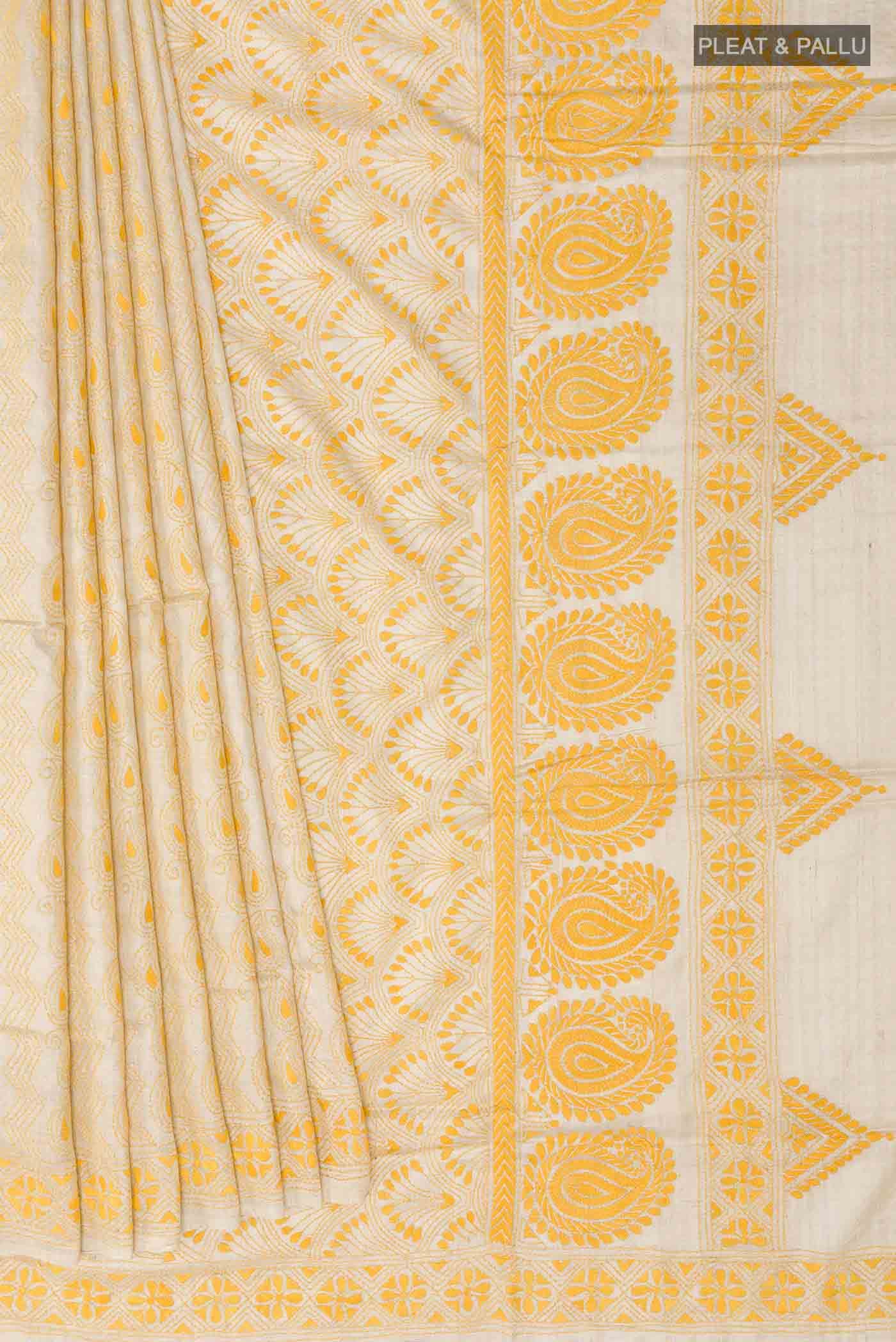 Beige Tussar Saree