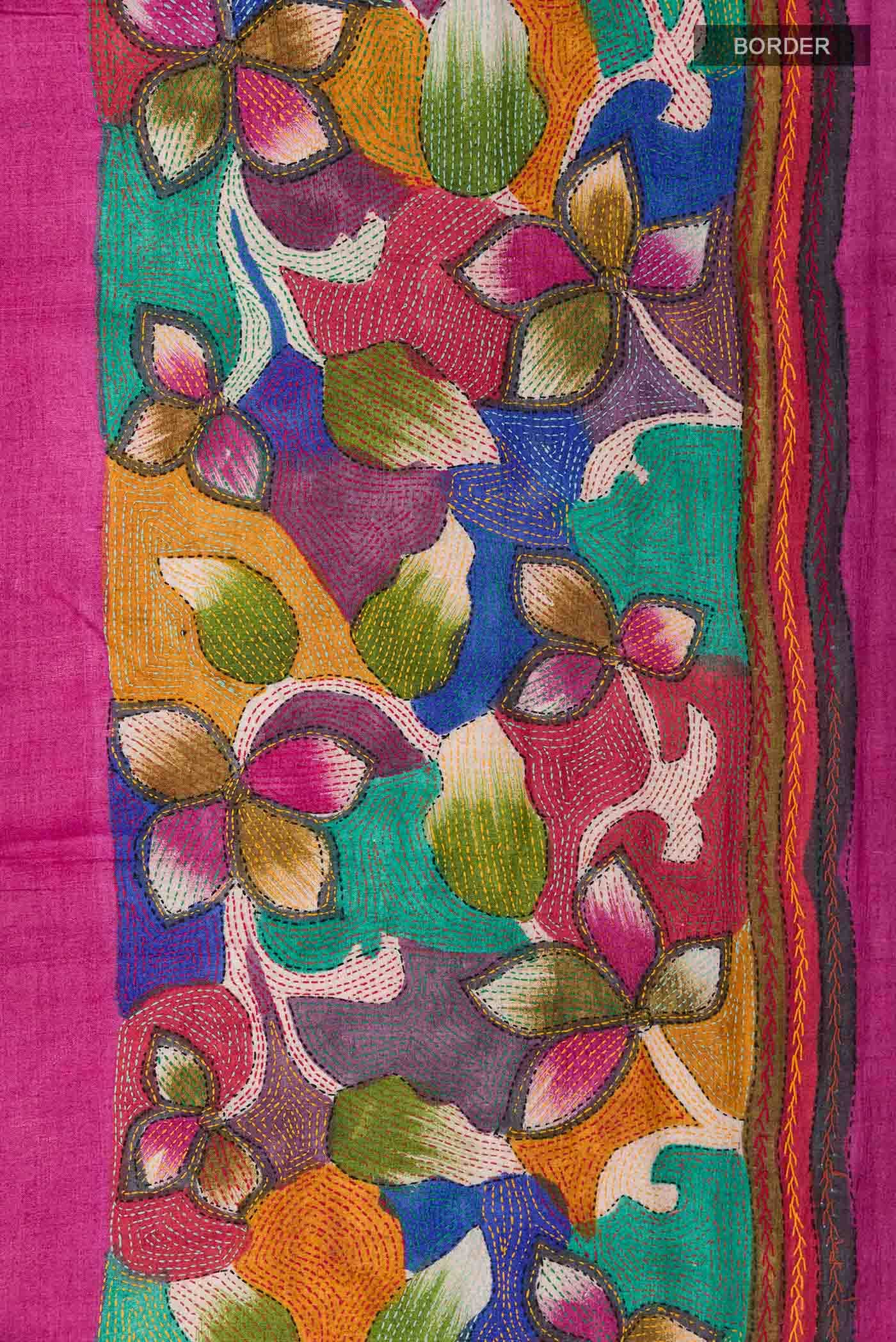 Dark Pink Tussar Saree