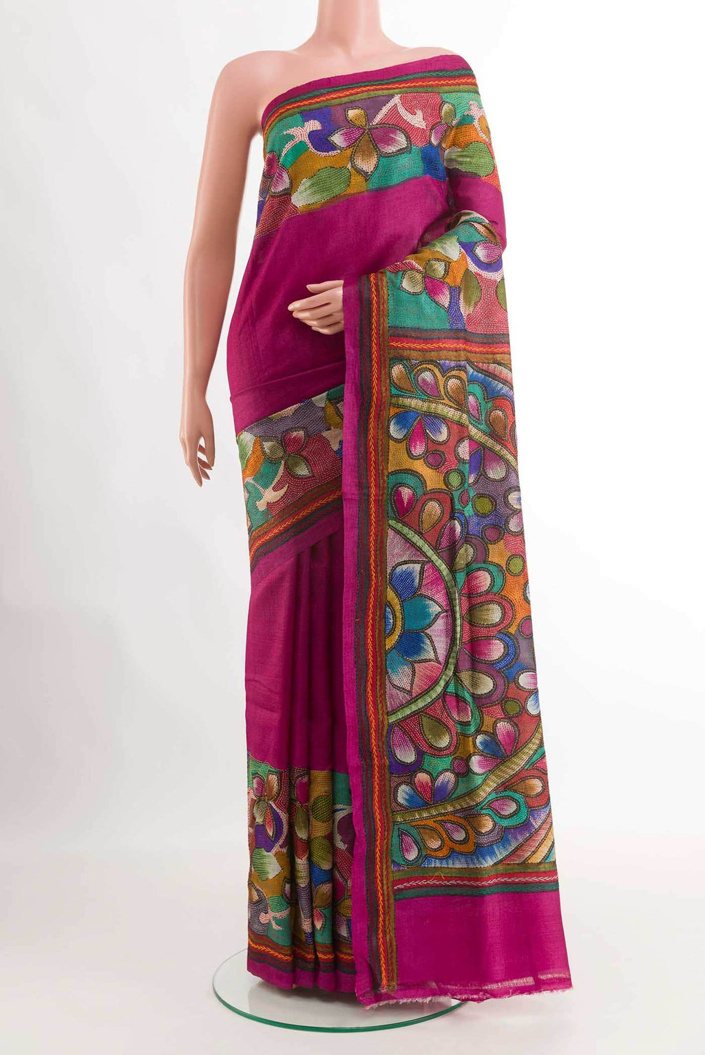Dark Pink Tussar Saree