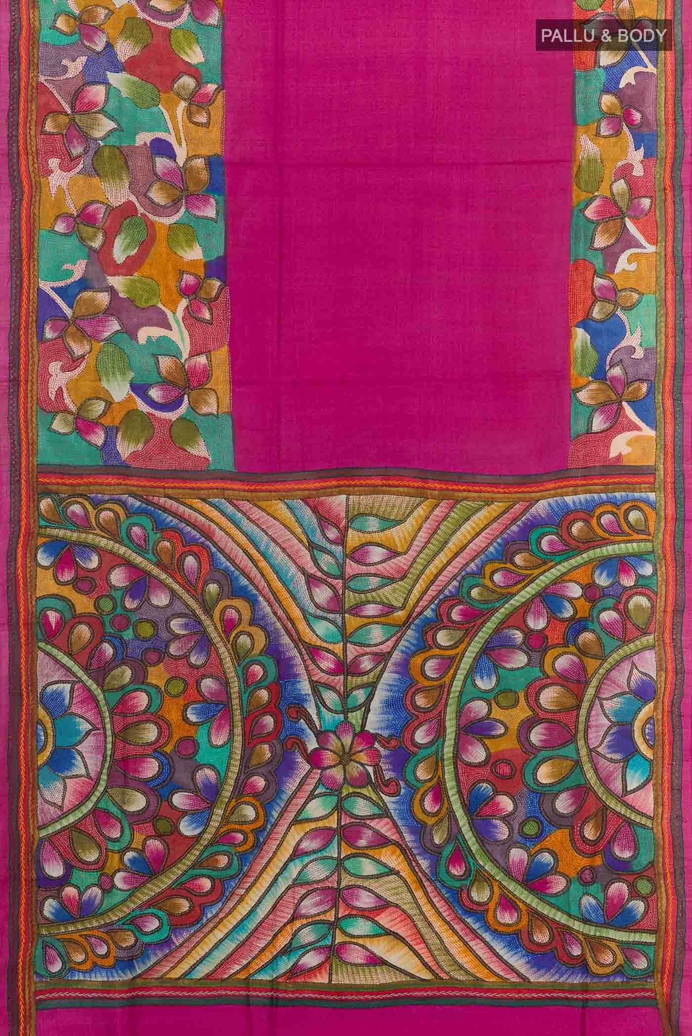 Dark Pink Tussar Saree