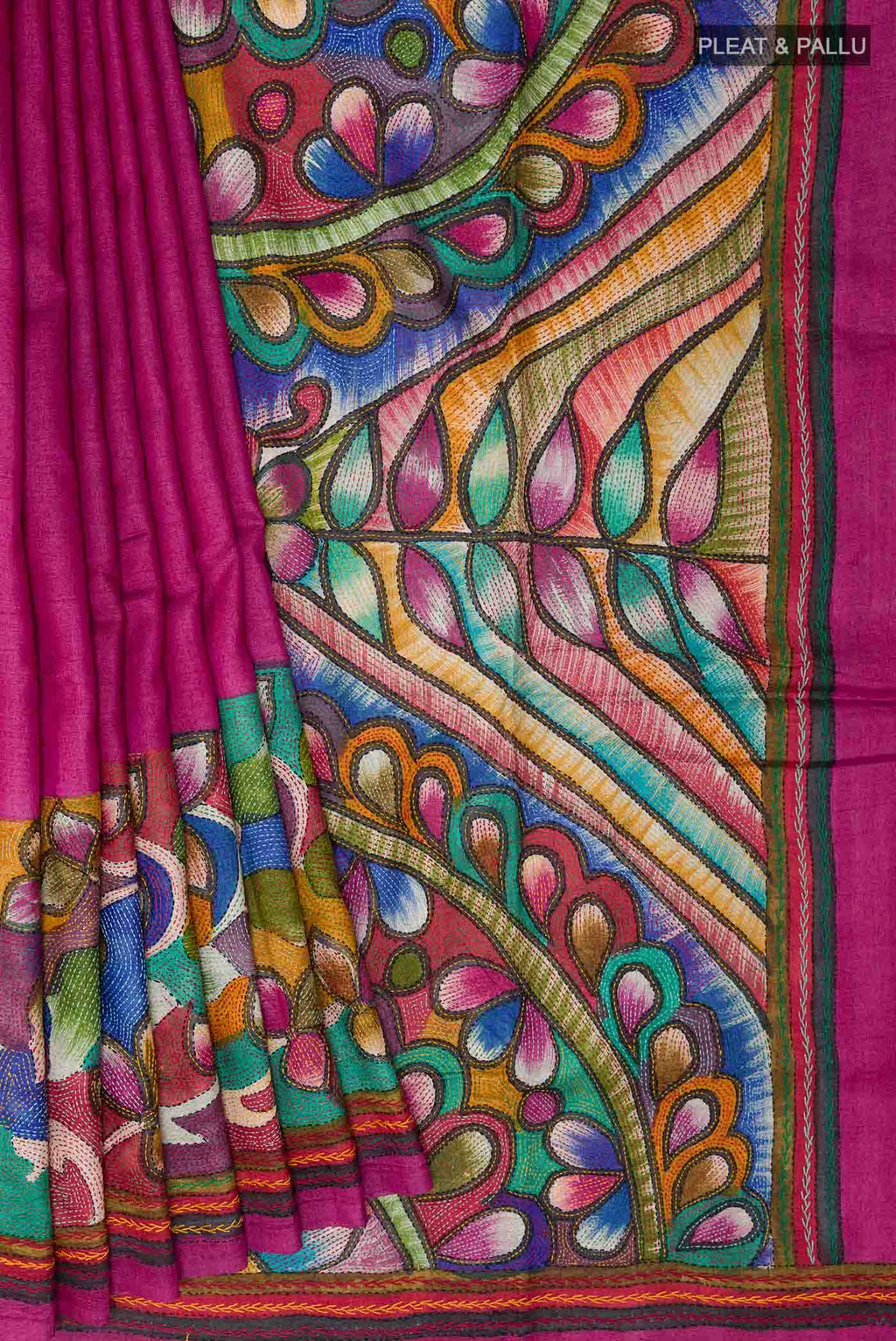 Dark Pink Tussar Saree