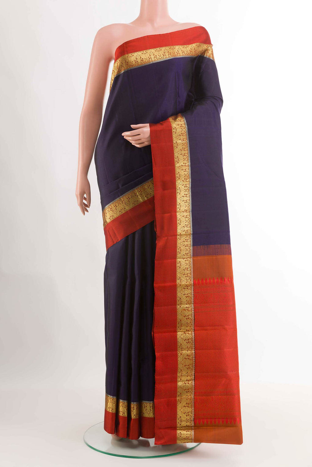 Navy Blue Kanchipuram Silk Saree