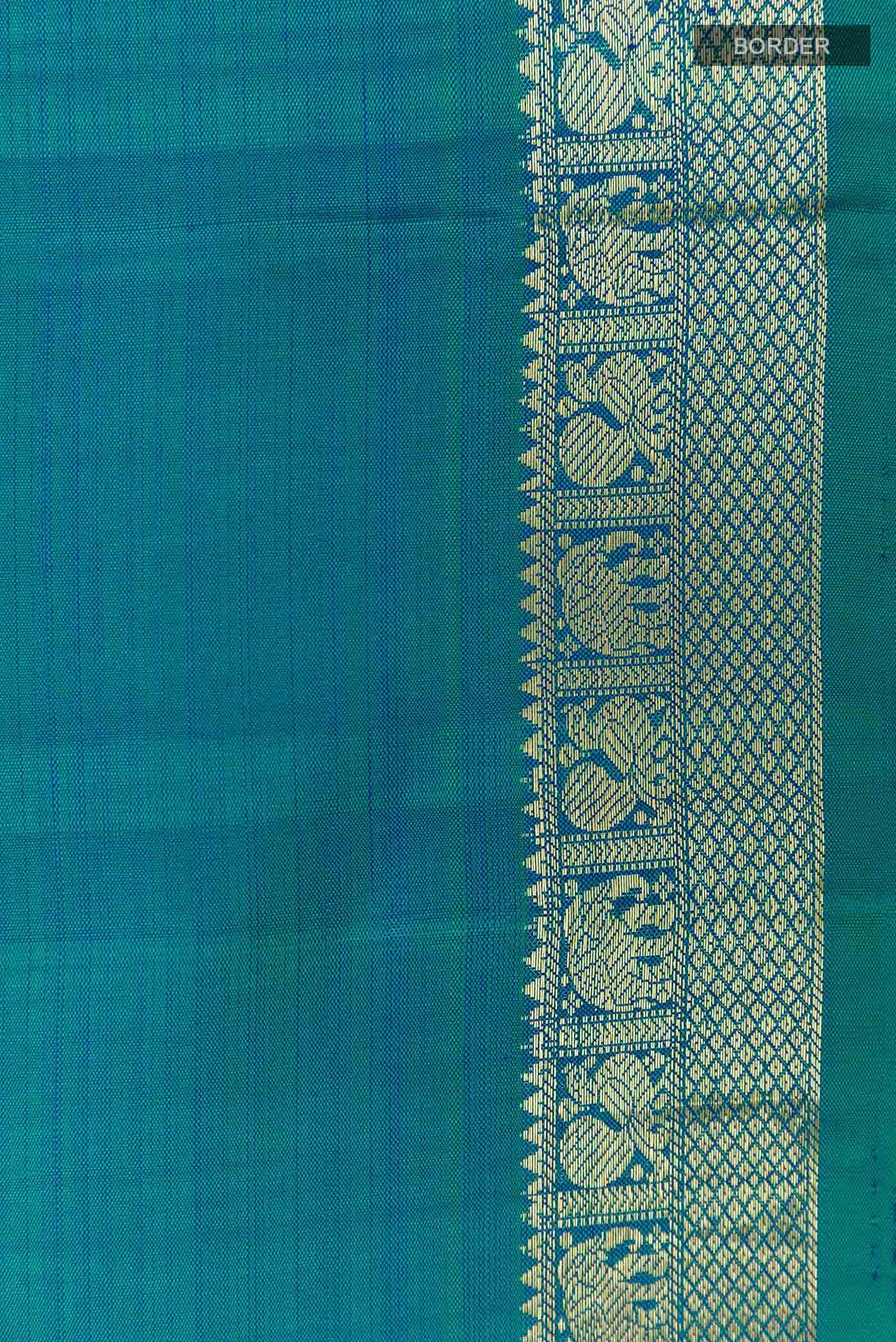 Peacock Blue Kanchipuram Silk Saree