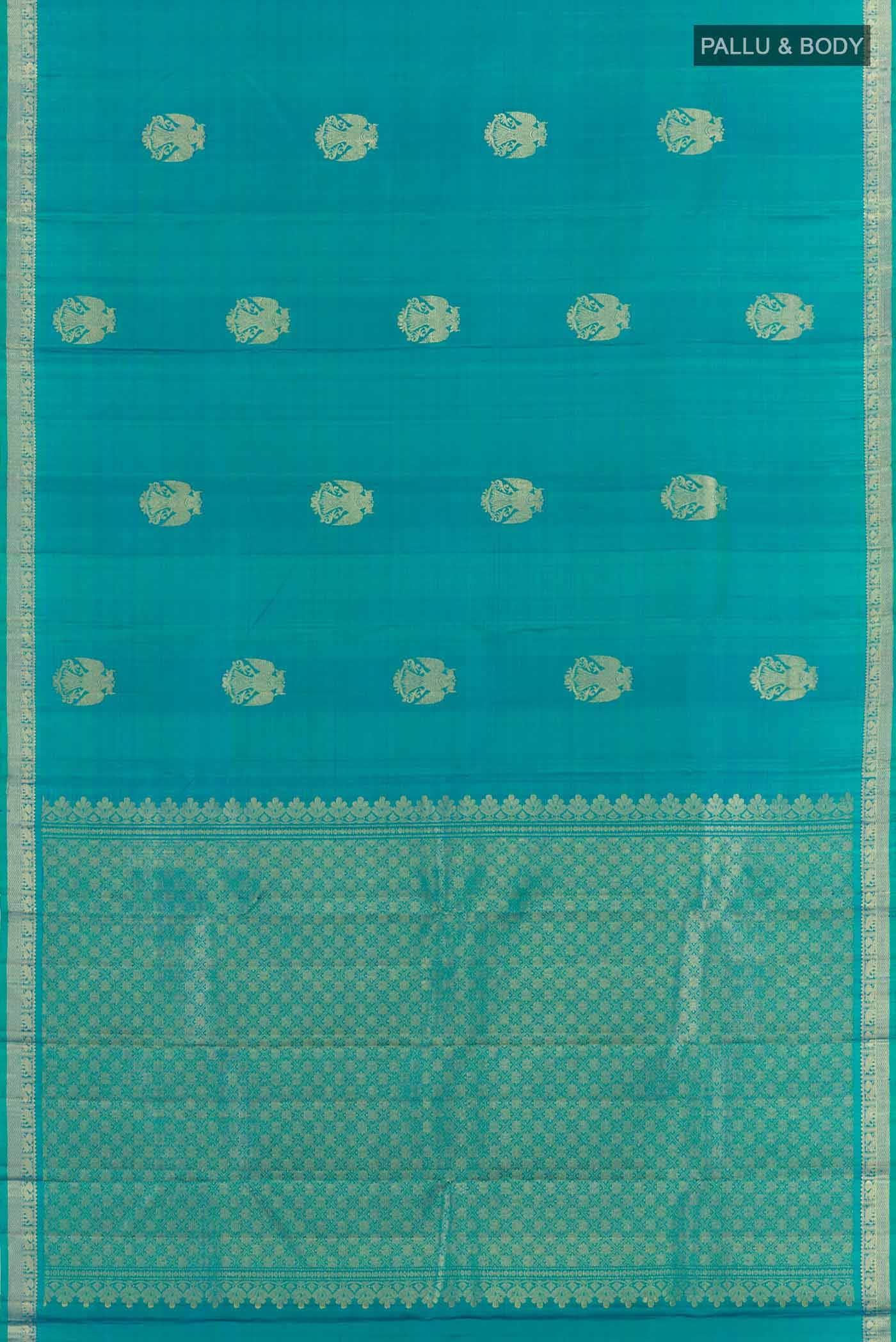 Peacock Blue Kanchipuram Silk Saree