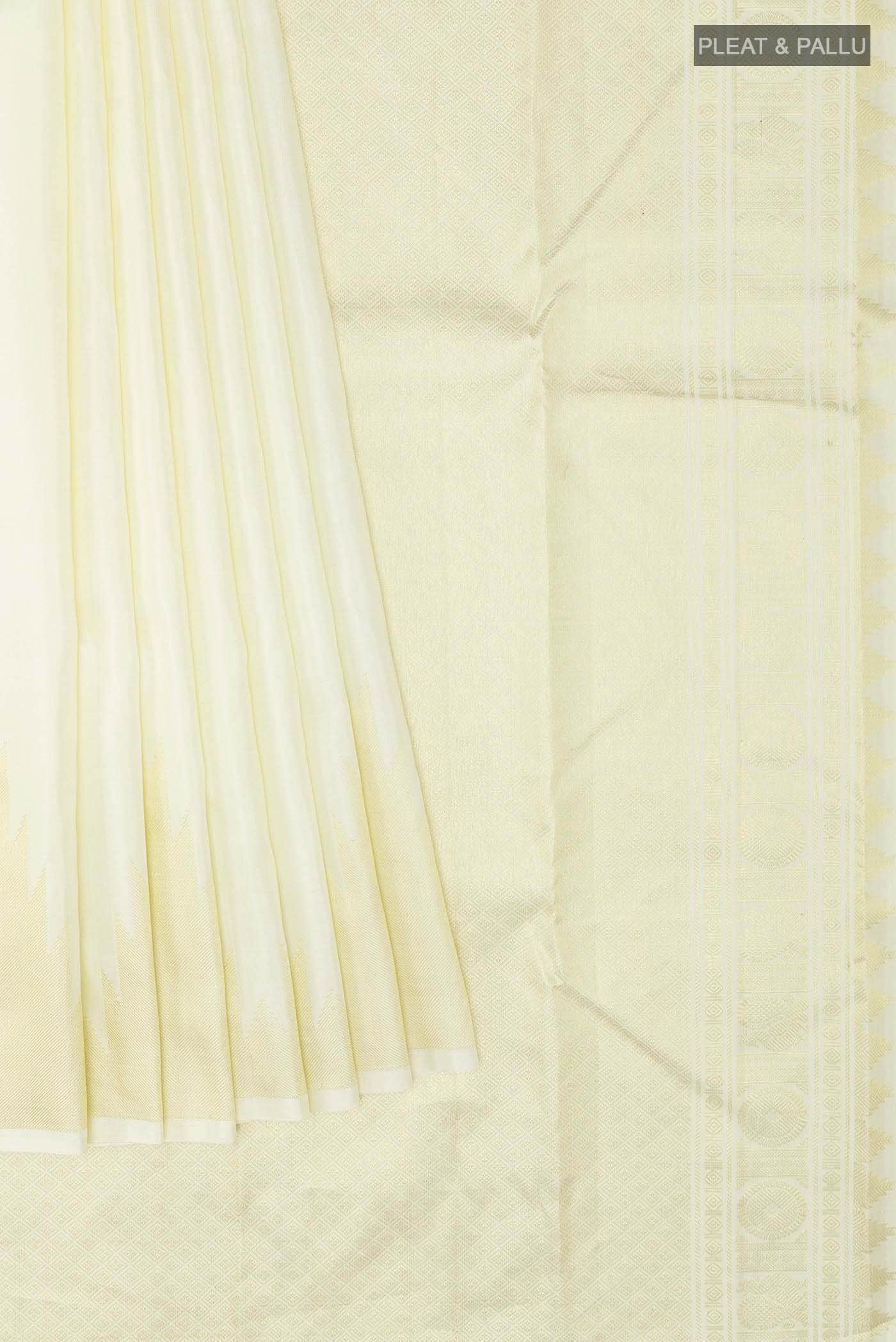 Off White Kanchipuram Silk Saree