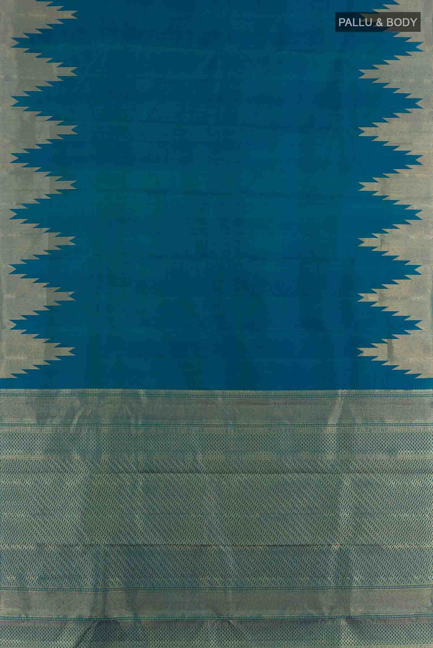 Peacock Blue Kanchipuram Silk Saree