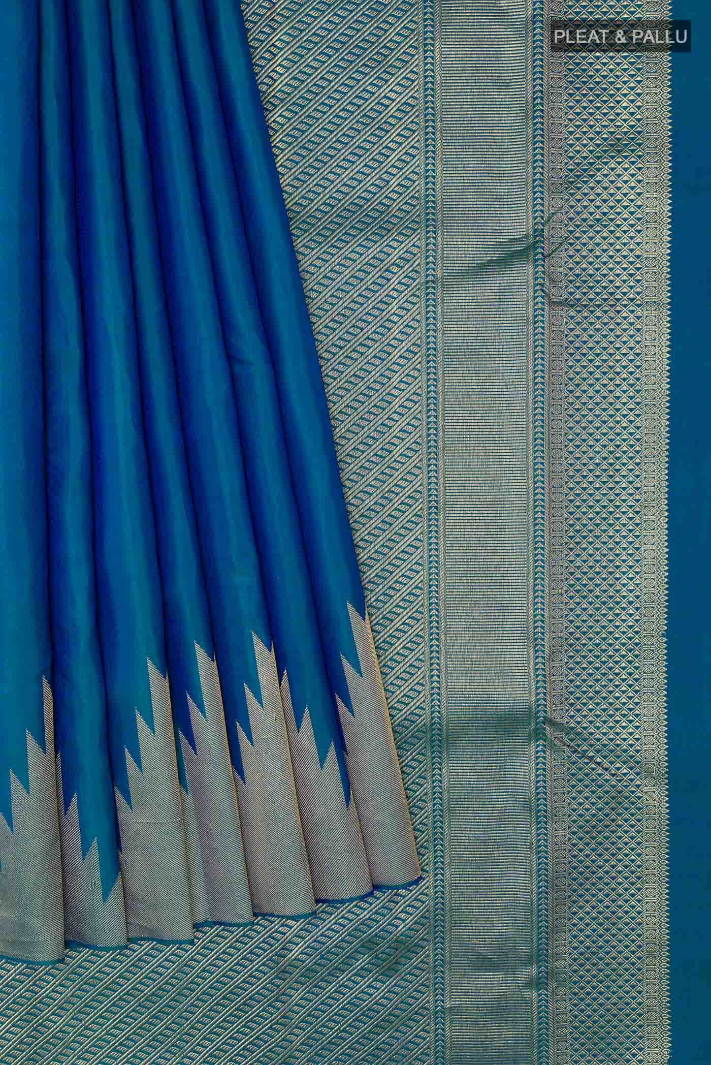 Peacock Blue Kanchipuram Silk Saree