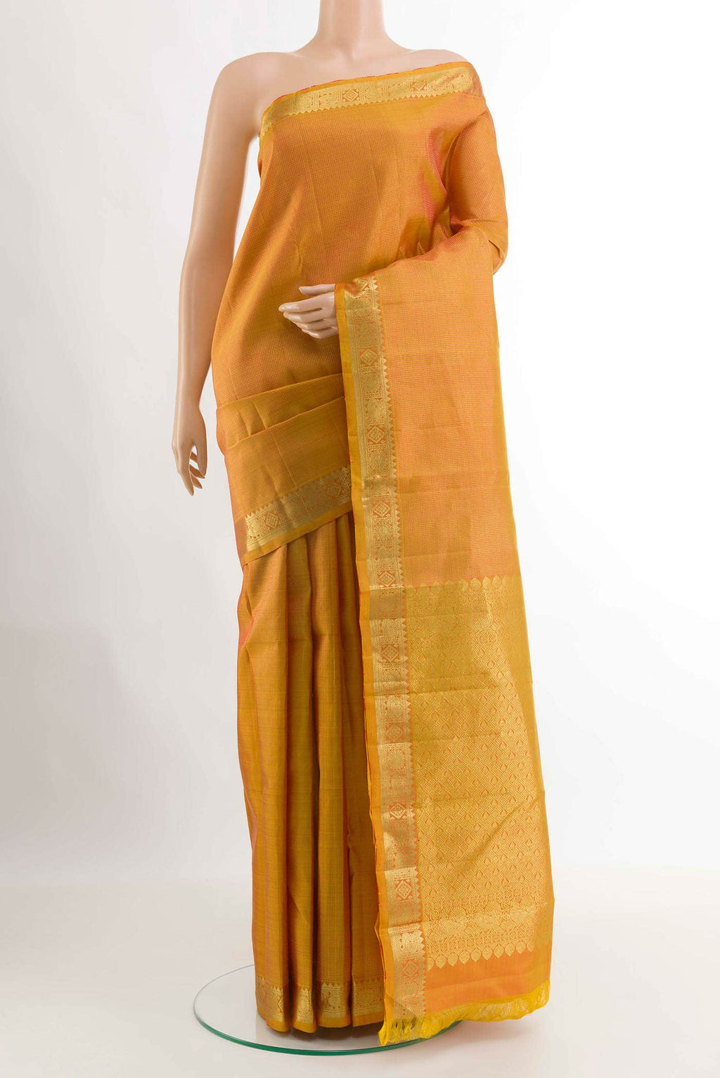 Orange Dual Tone Kanchipuram Silk Saree