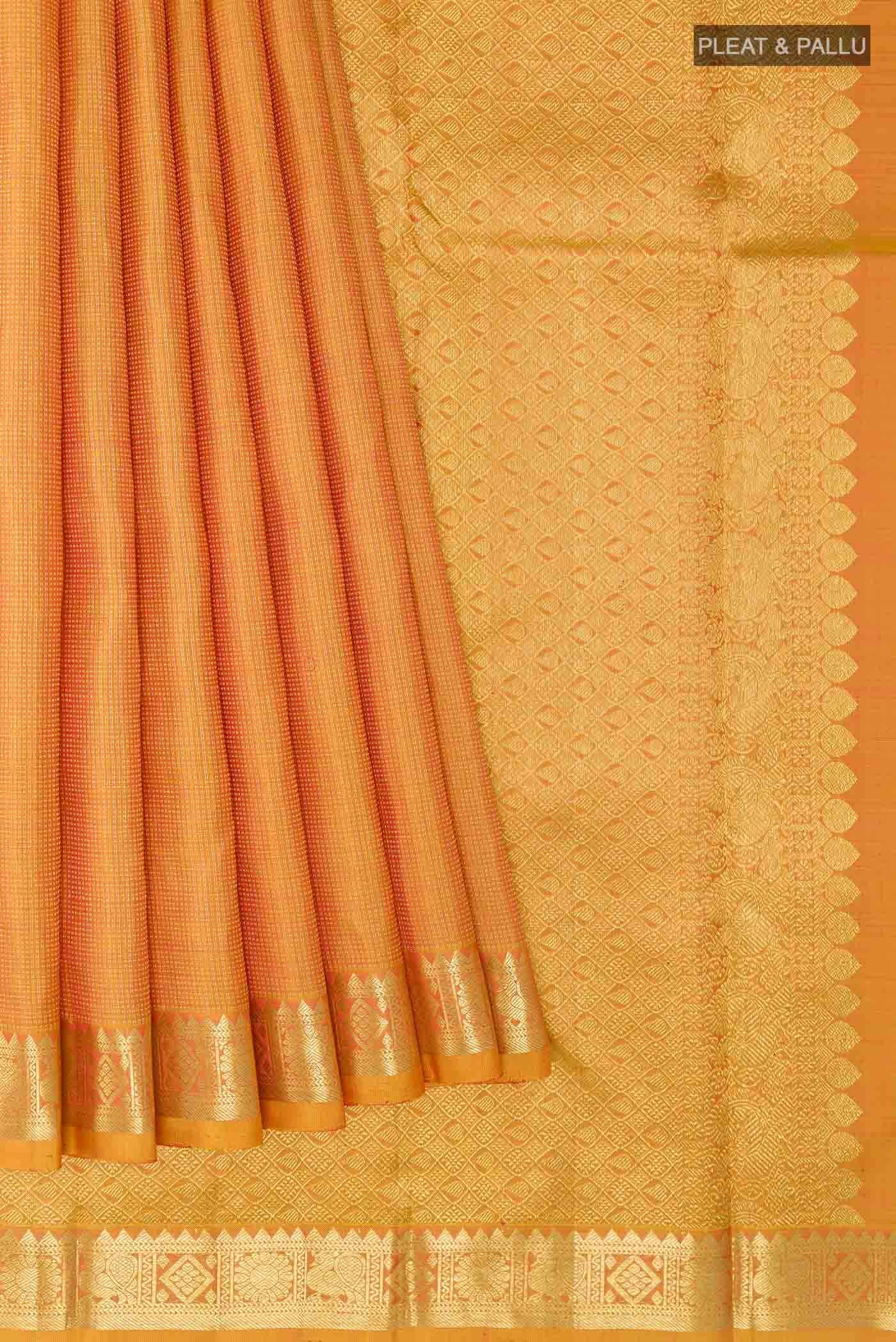 Orange Dual Tone Kanchipuram Silk Saree