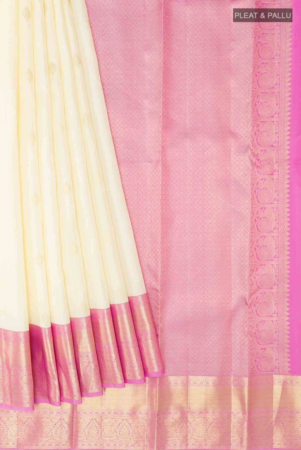 Off White Kanchipuram Silk Saree