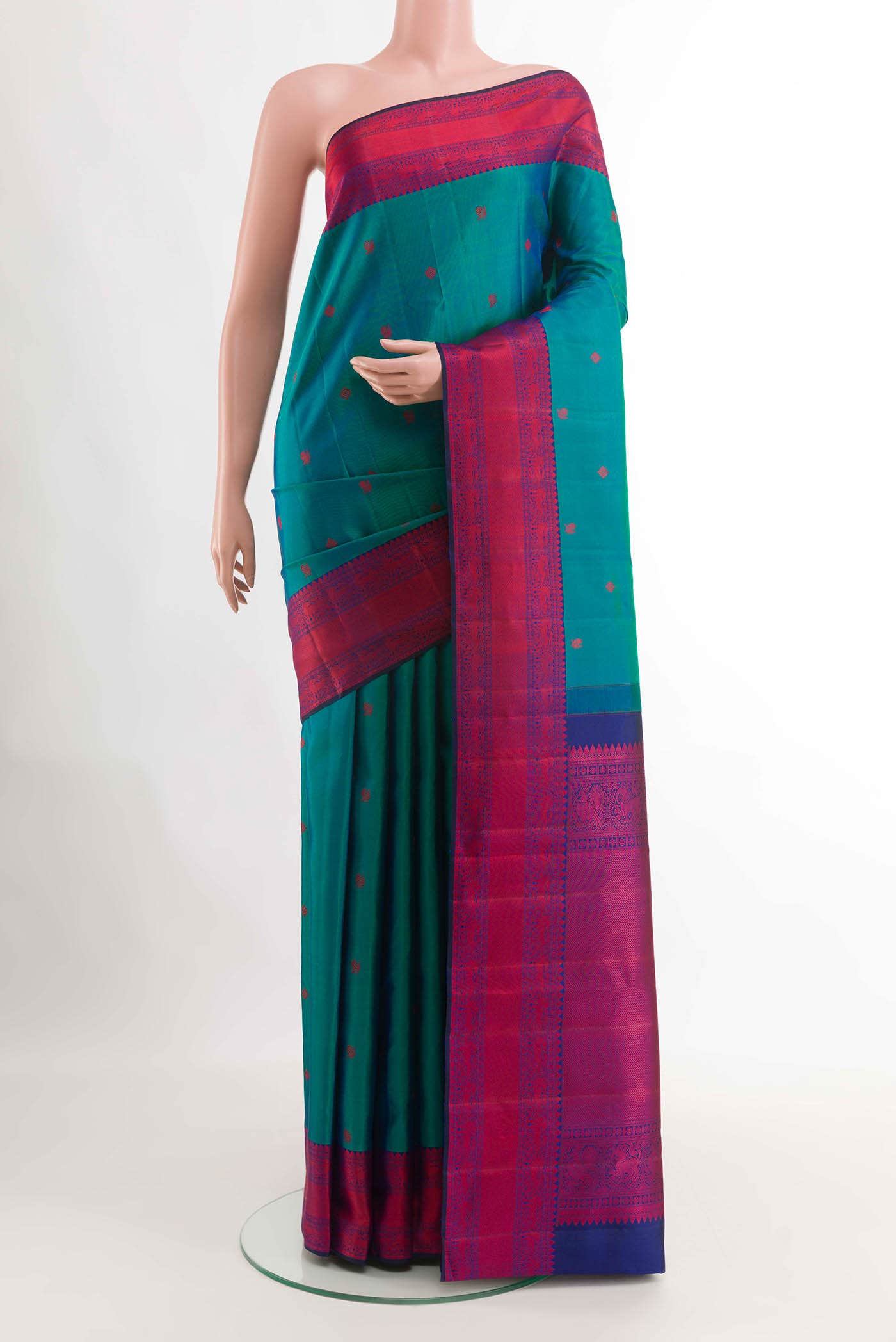 Green Dual Tone Kanchipuram Silk Saree