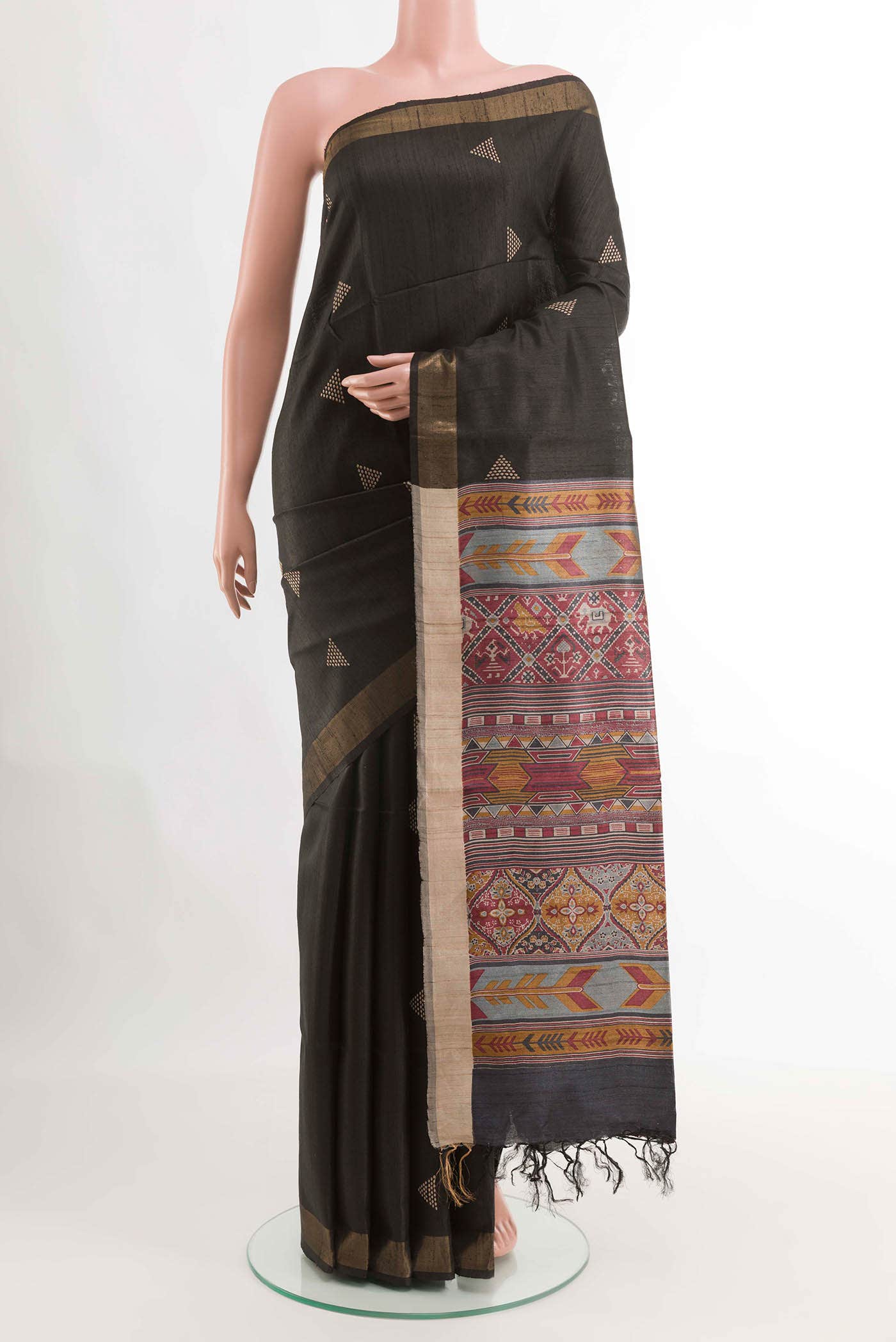 Black Tussar Saree