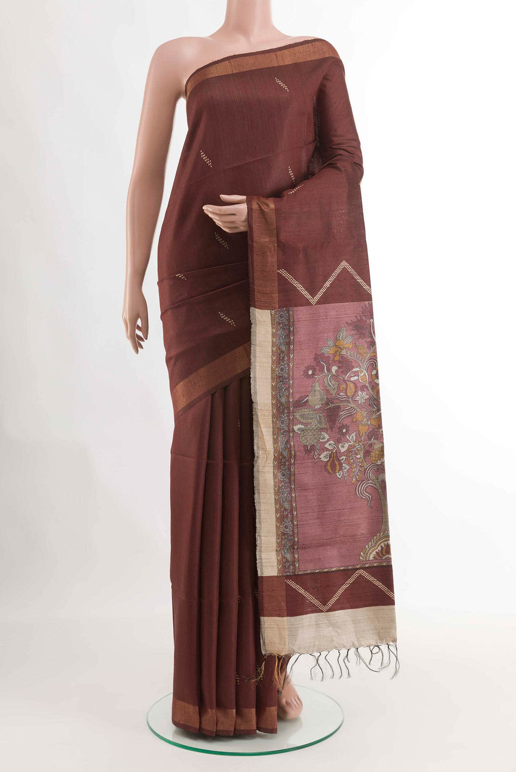 Brown Tussar Saree