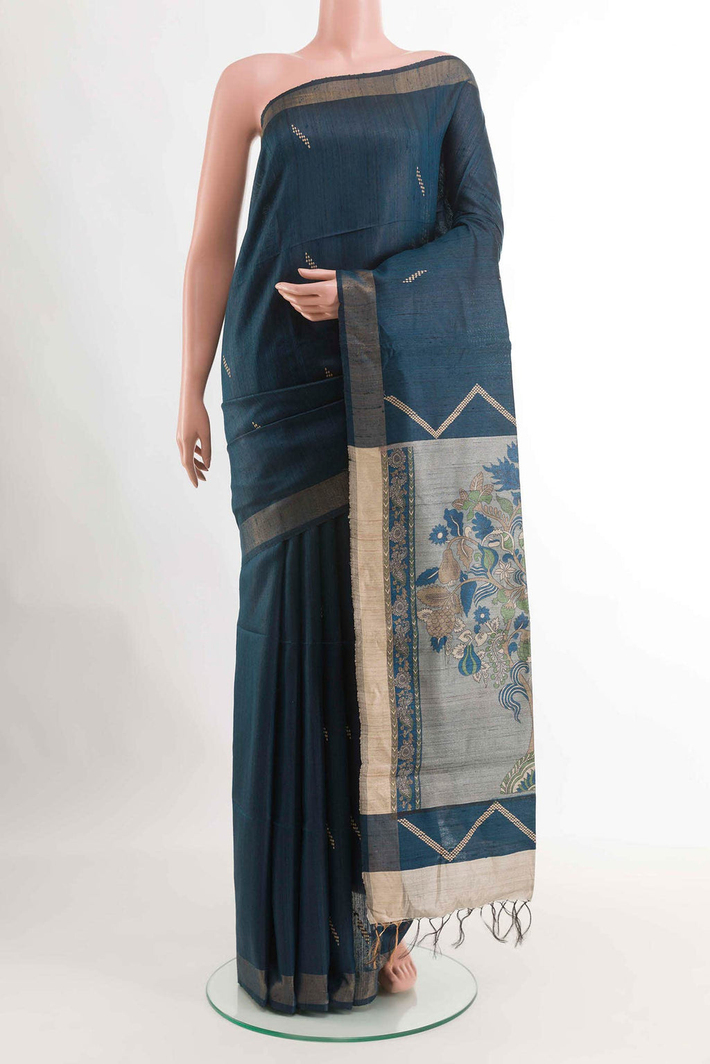 Blue Tussar Saree