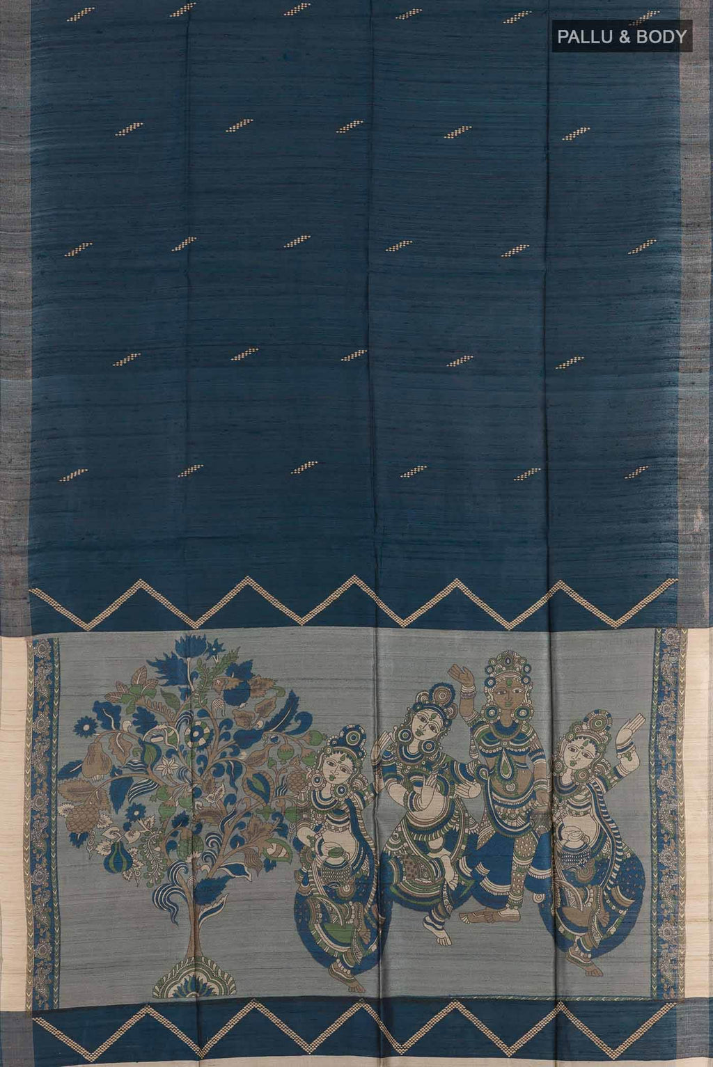 Blue Tussar Saree