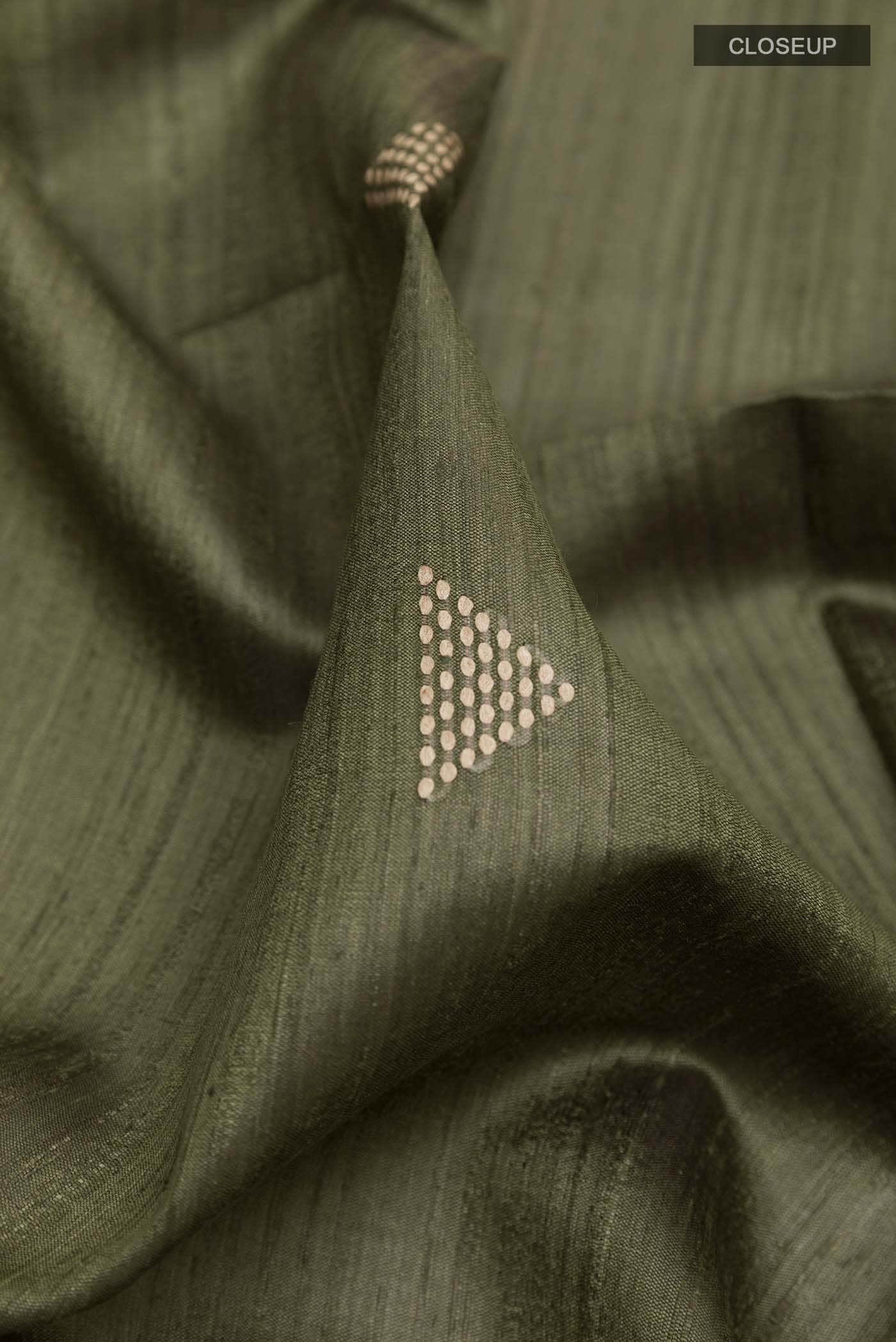 Olive Green Tussar Saree