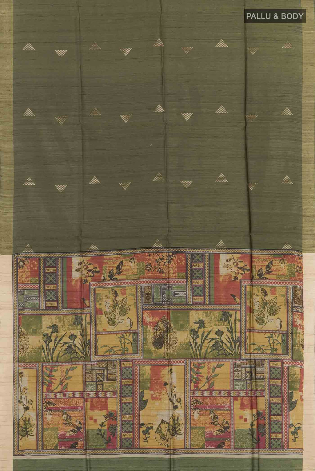 Olive Green Tussar Saree