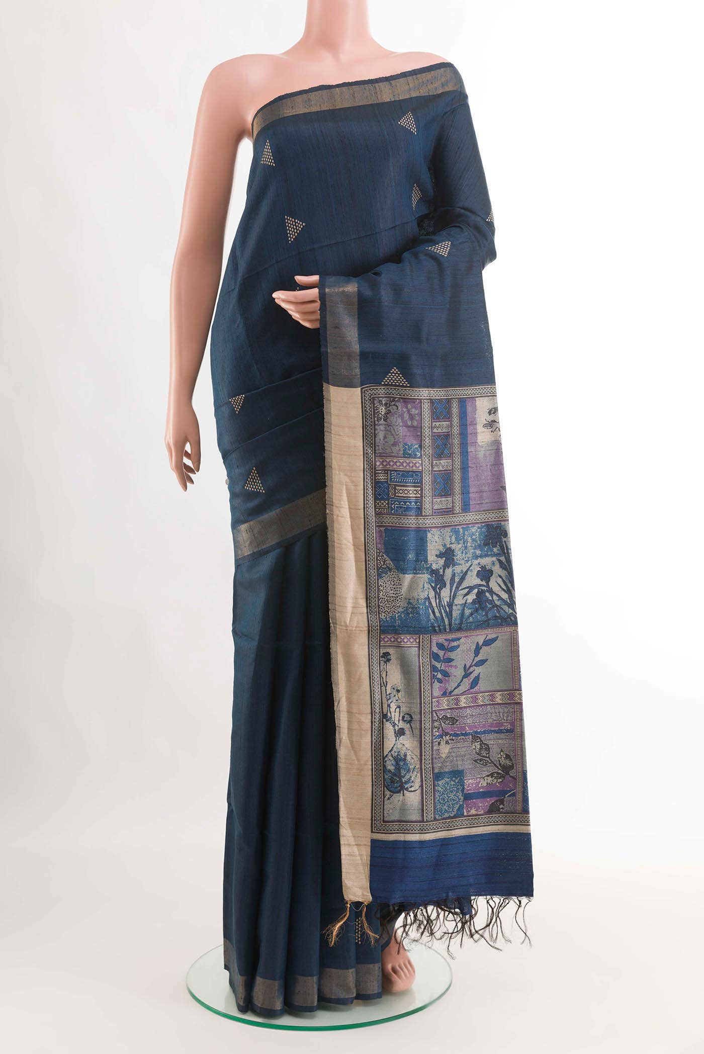 Dark Blue Tussar Saree