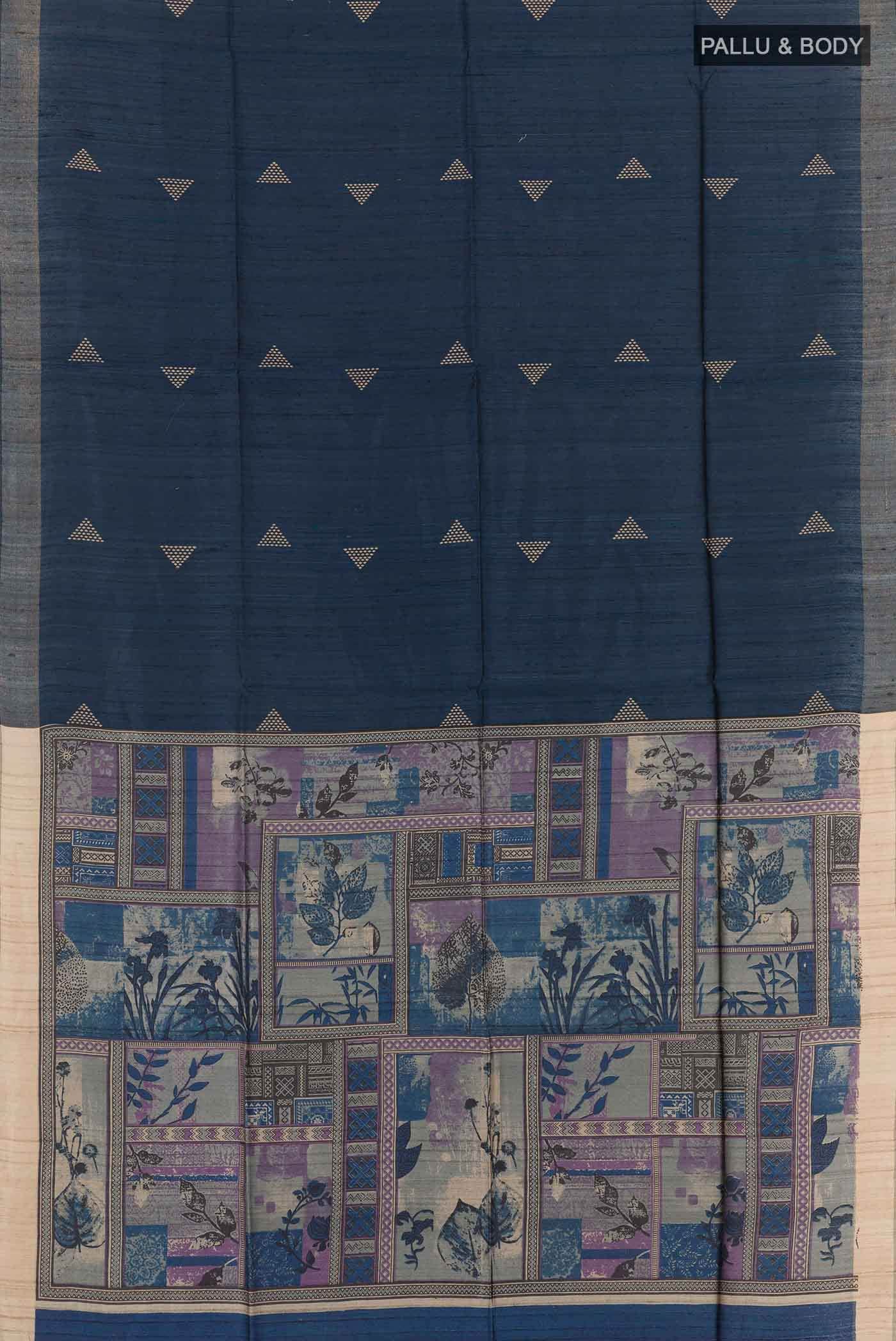 Dark Blue Tussar Saree
