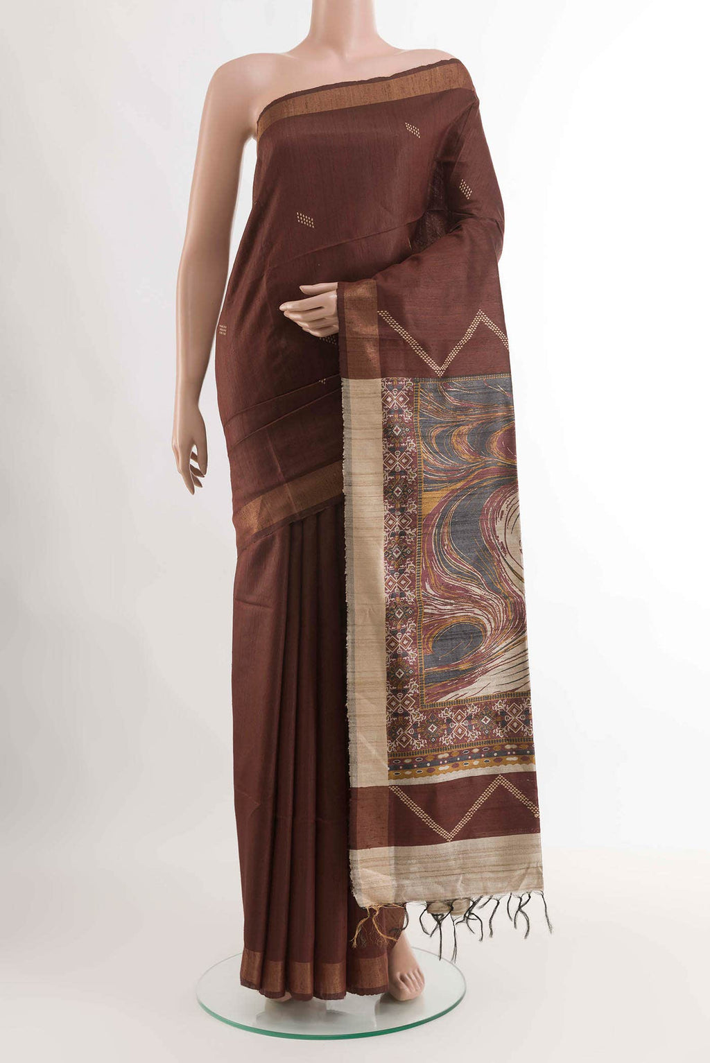 Brown Tussar Saree