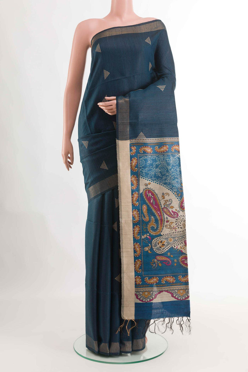 Blue Tussar Saree