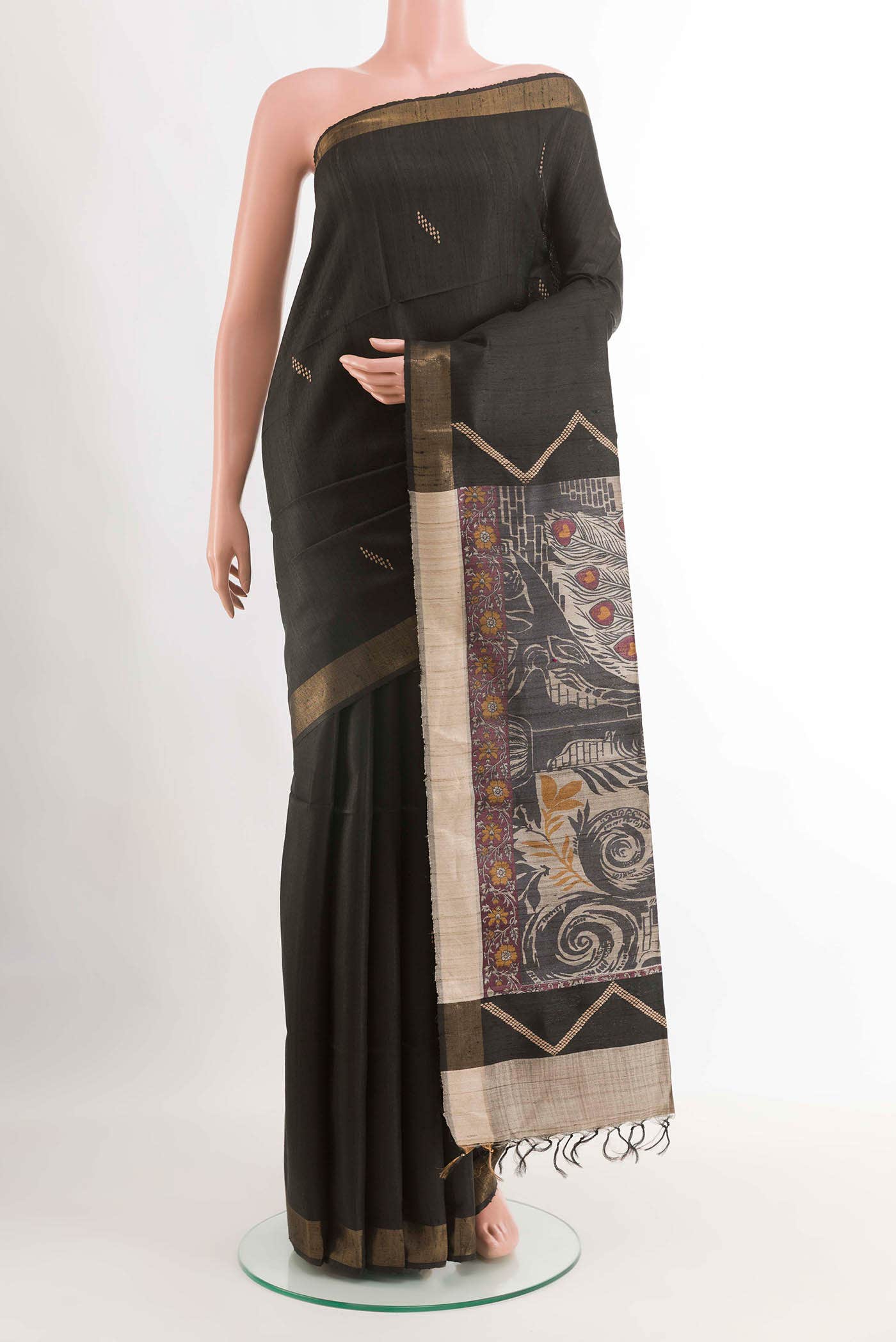 Black Tussar Saree