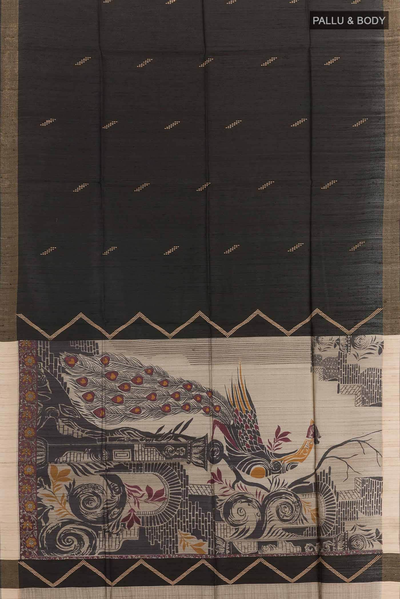 Black Tussar Saree