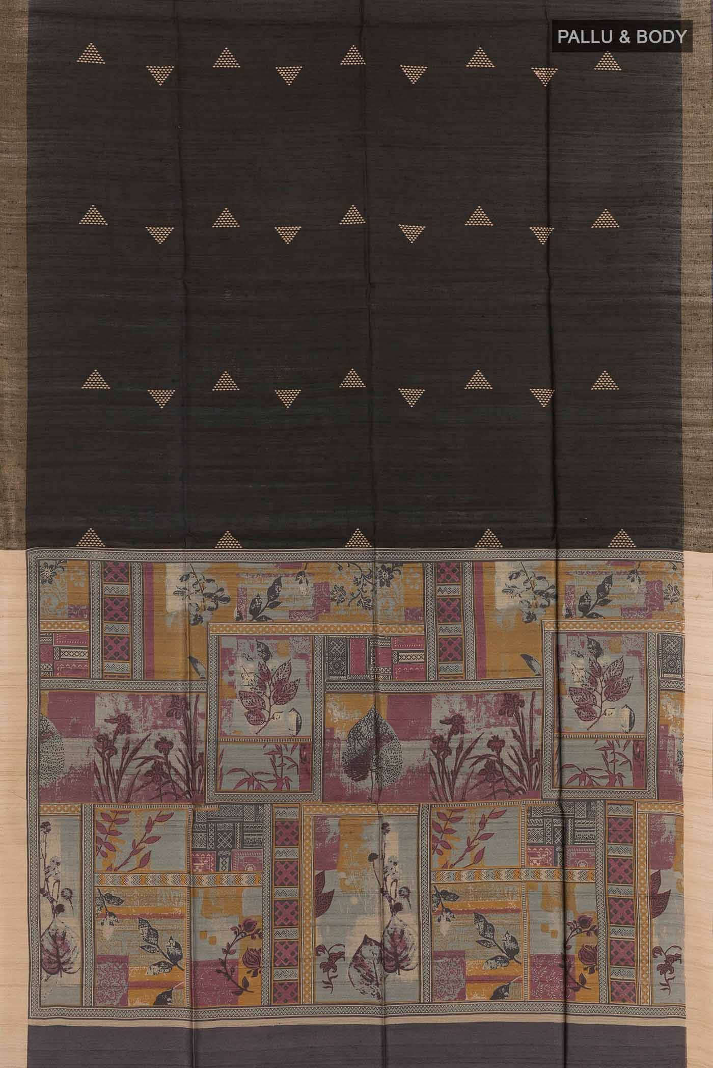 Black Tussar Saree