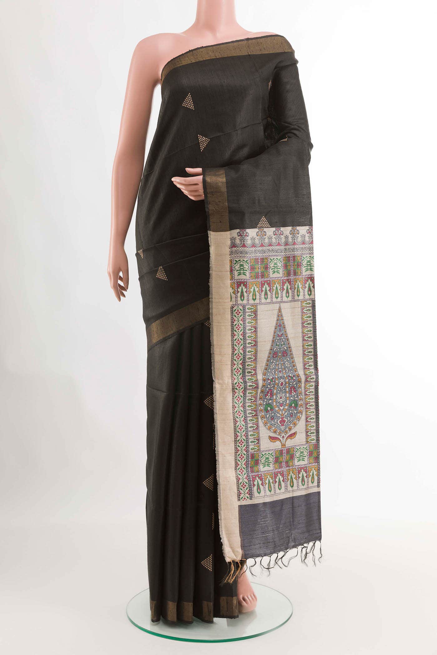 Black Tussar Saree