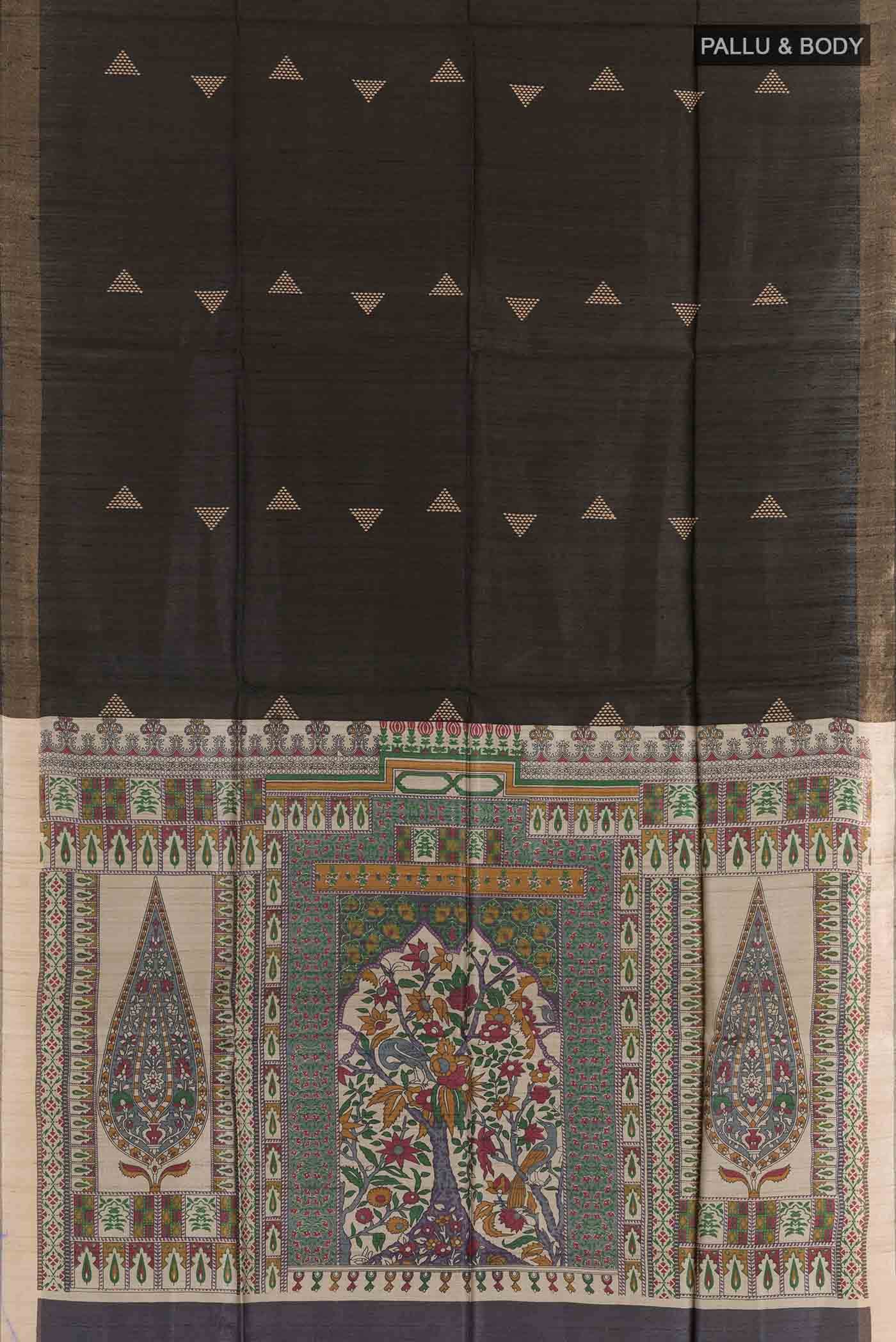 Black Tussar Saree