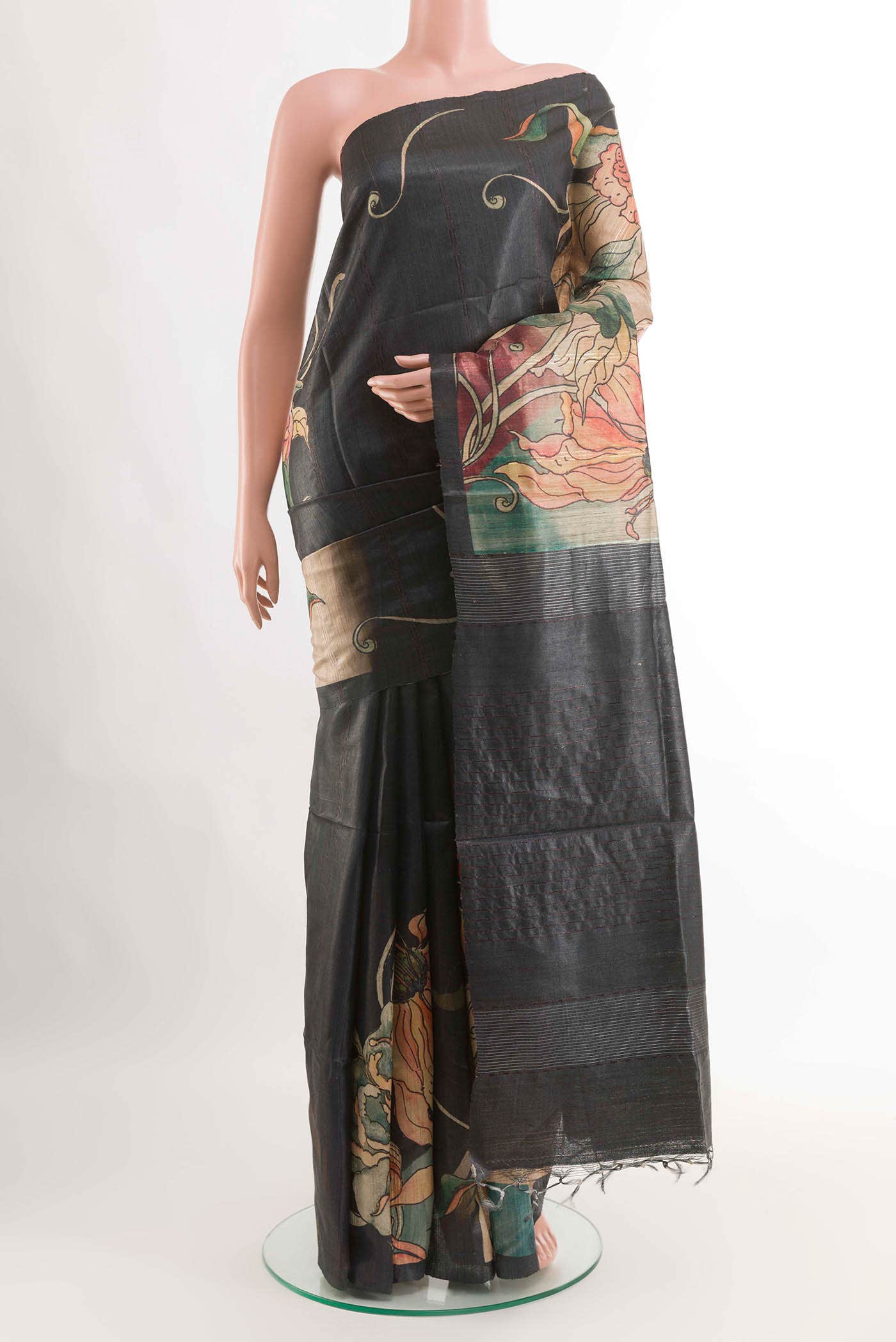Beige Tussar Saree