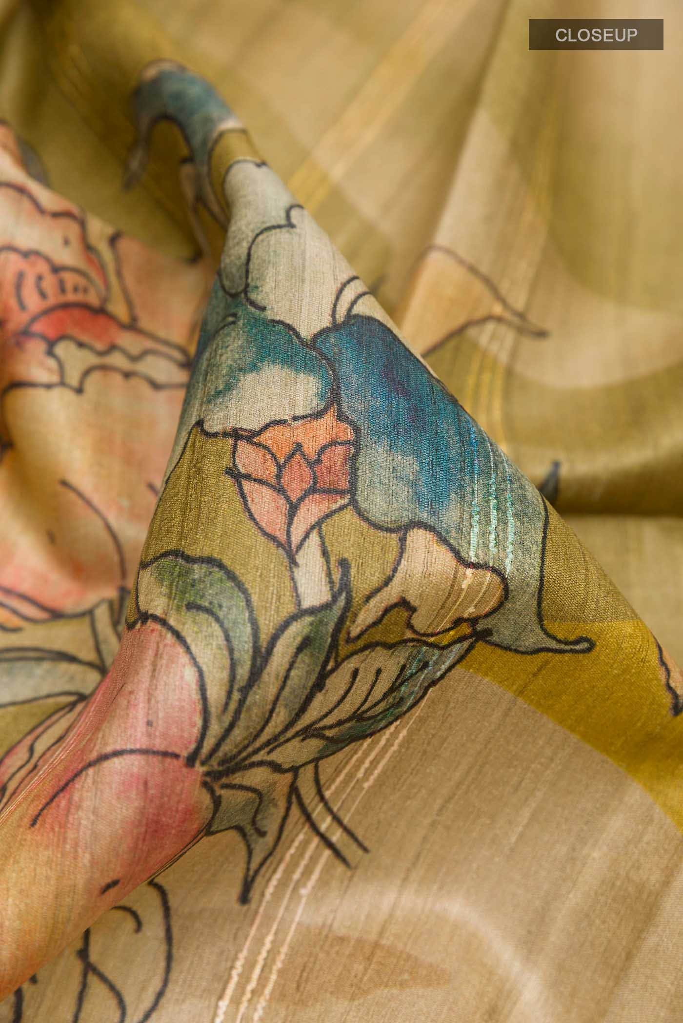 Dark Beige Tussar Saree