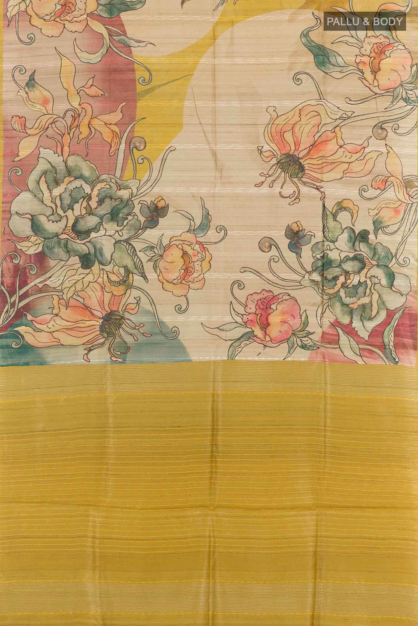 Dark Beige Tussar Saree