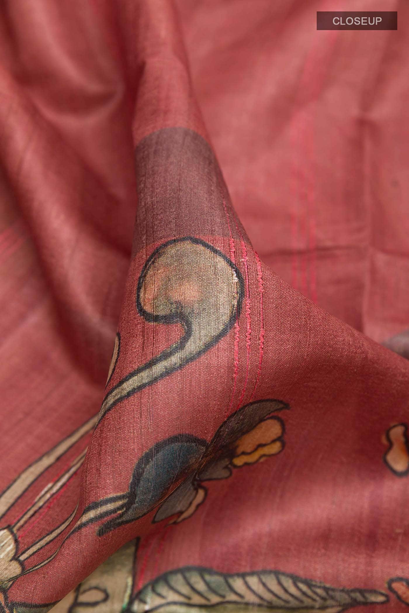 Dark Beige Tussar Saree