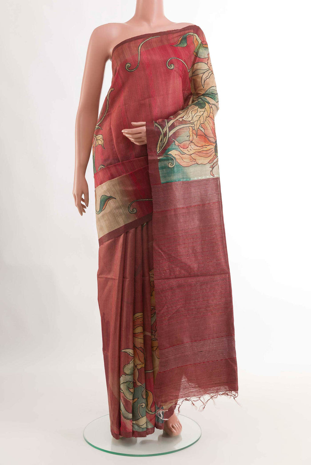 Dark Beige Tussar Saree