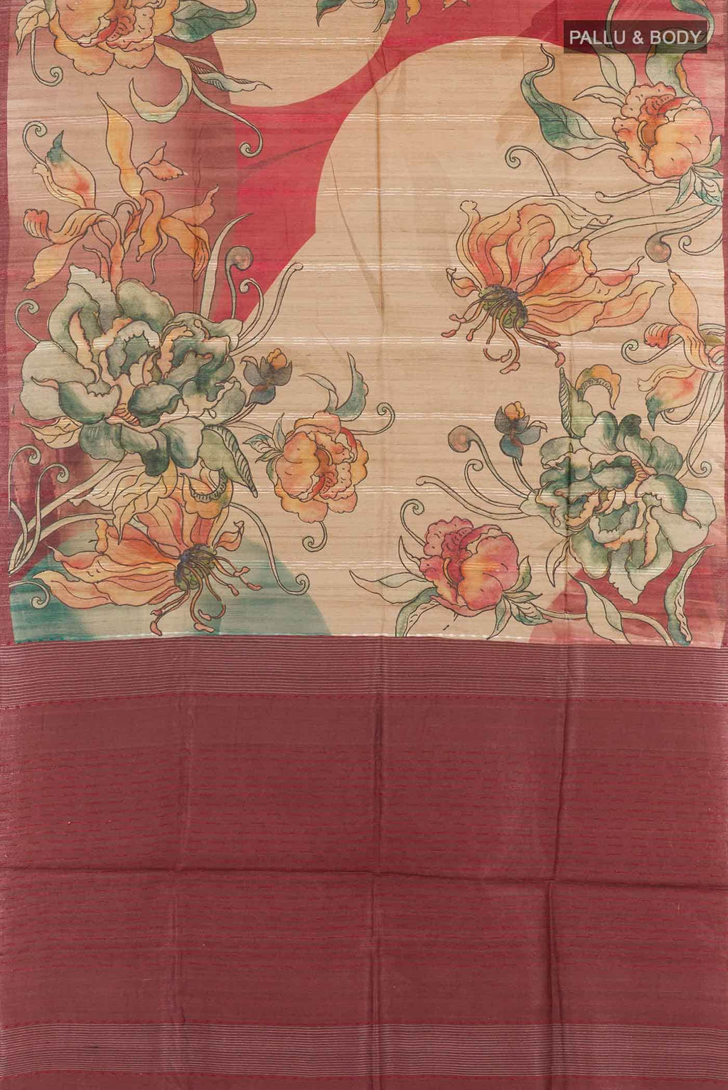 Dark Beige Tussar Saree