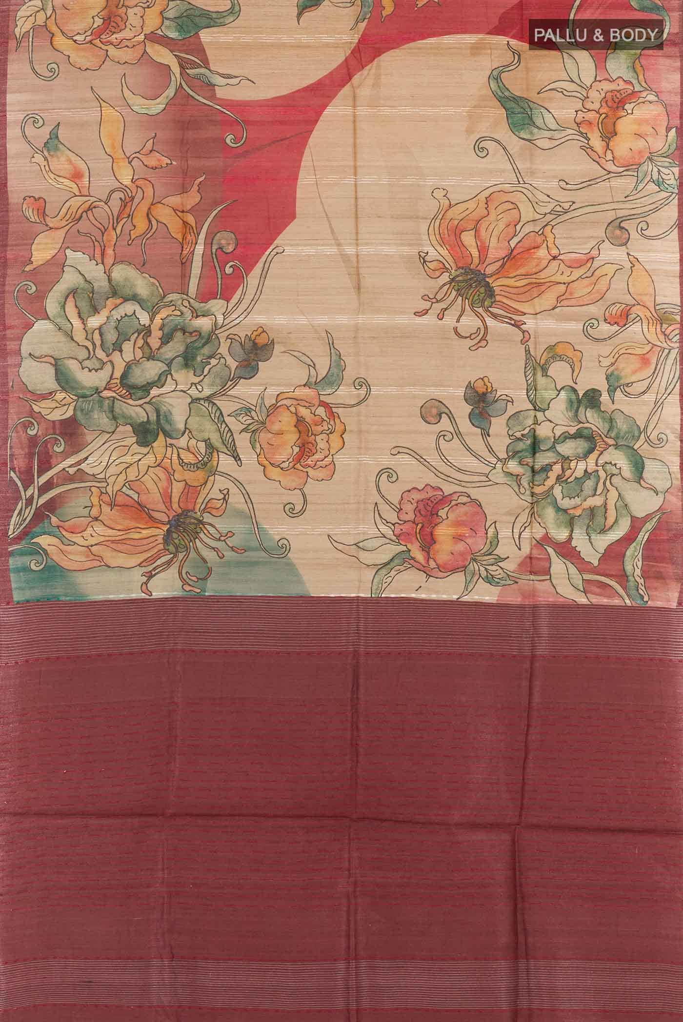 Dark Beige Tussar Saree