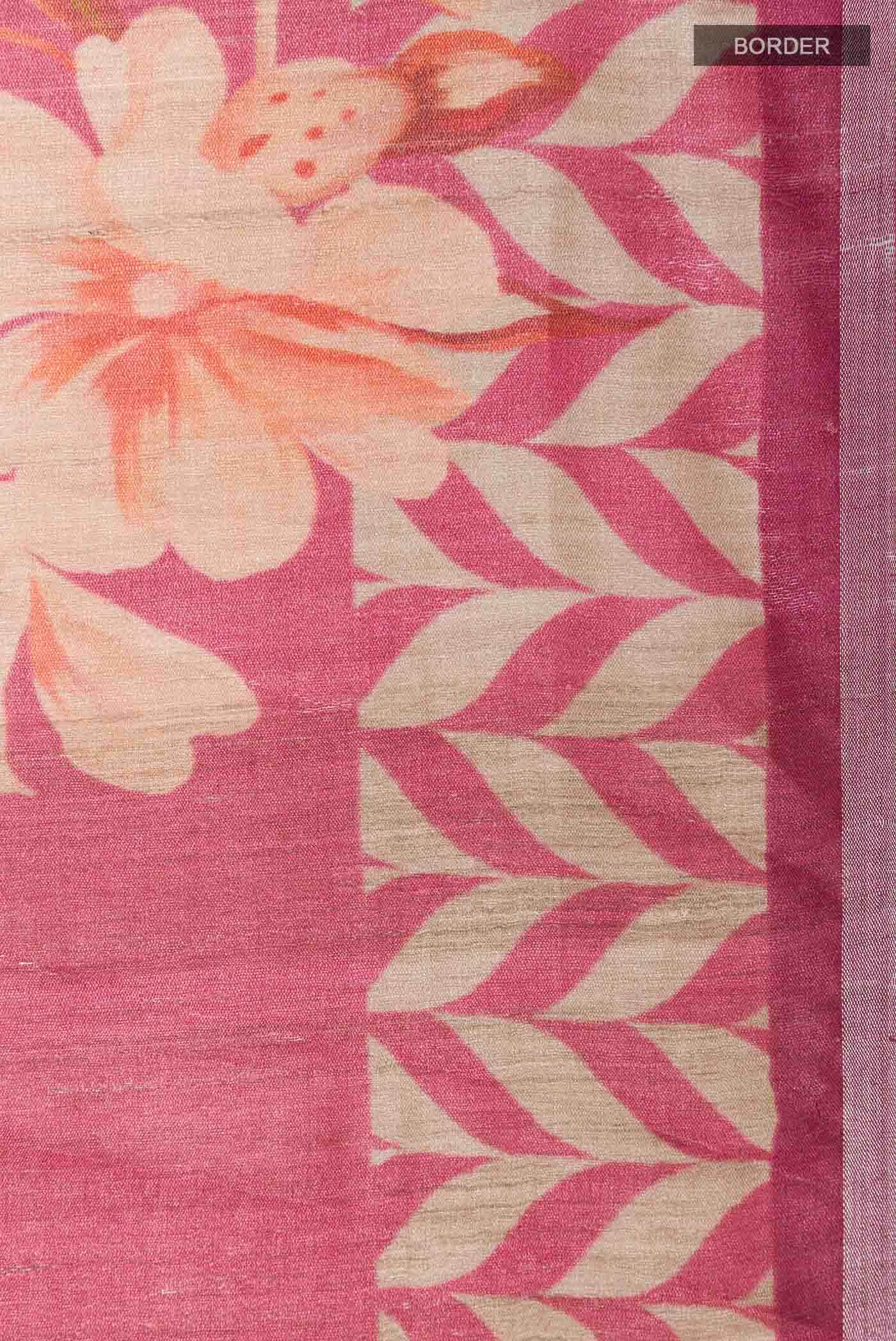 Dark Pink Tussar Saree