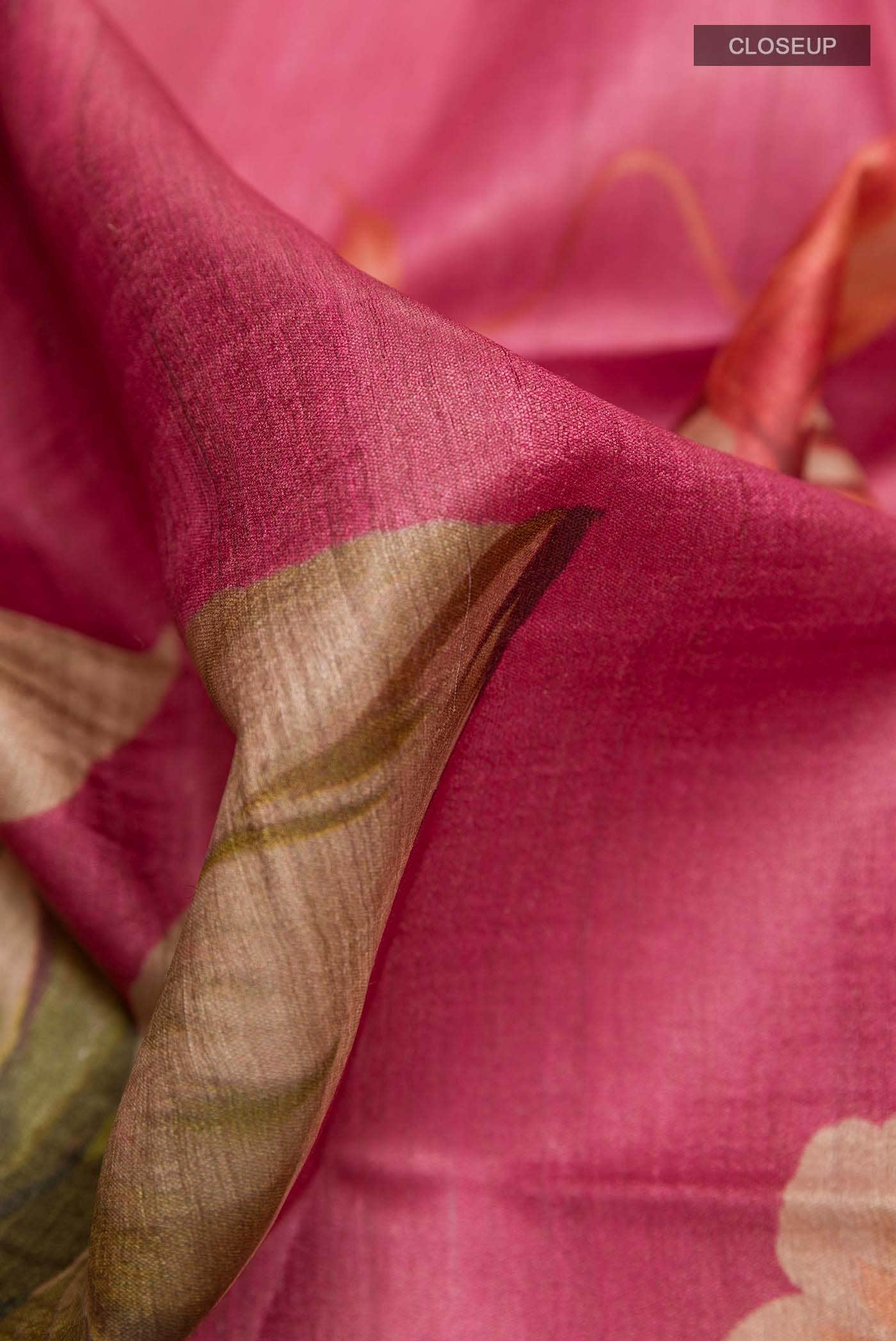 Dark Pink Tussar Saree