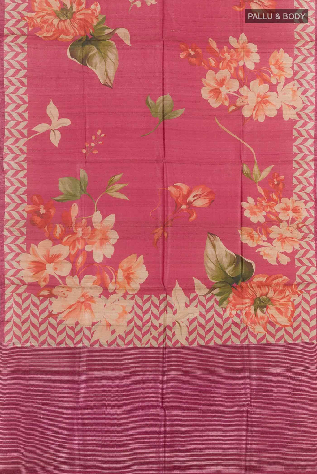 Dark Pink Tussar Saree