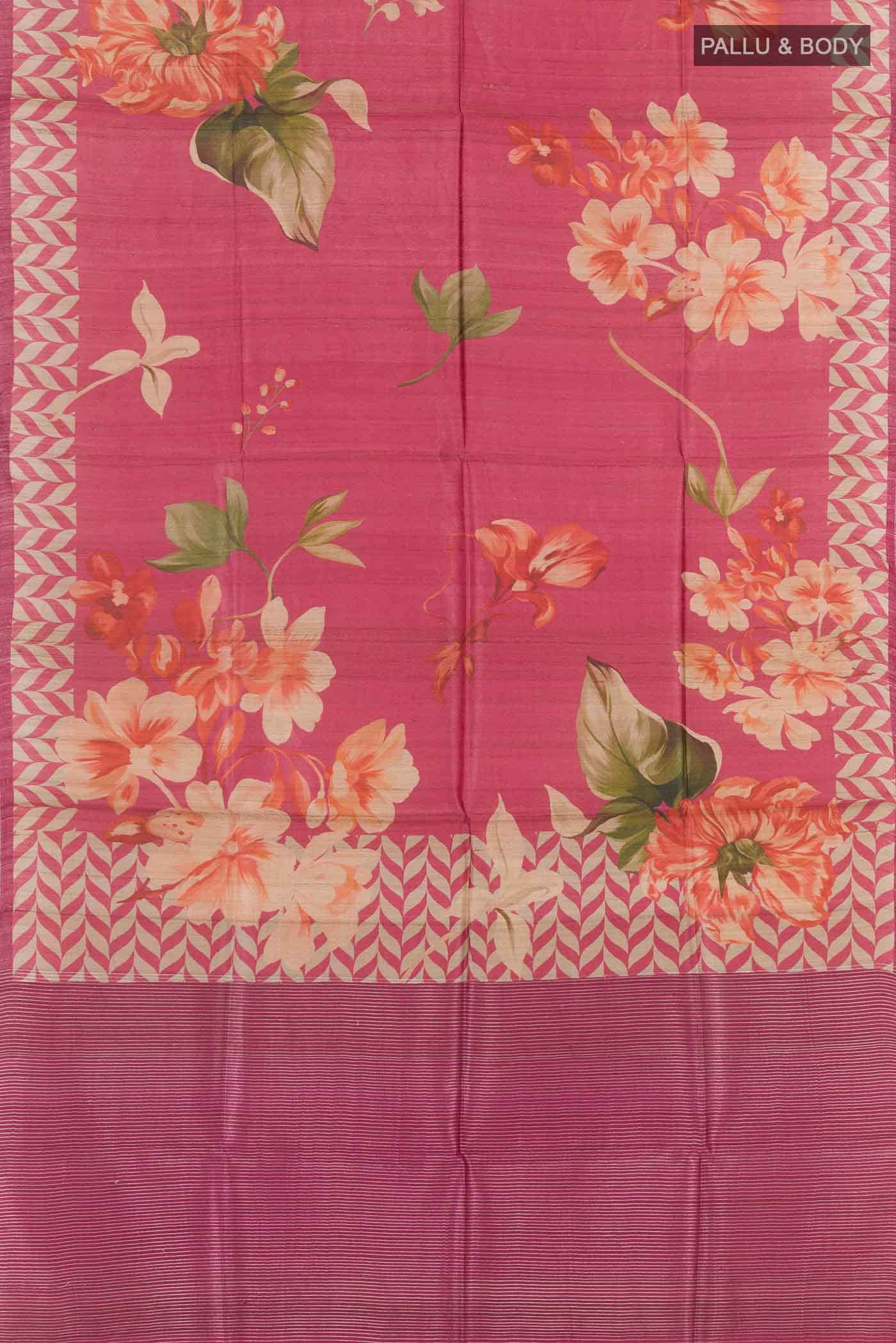 Dark Pink Tussar Saree
