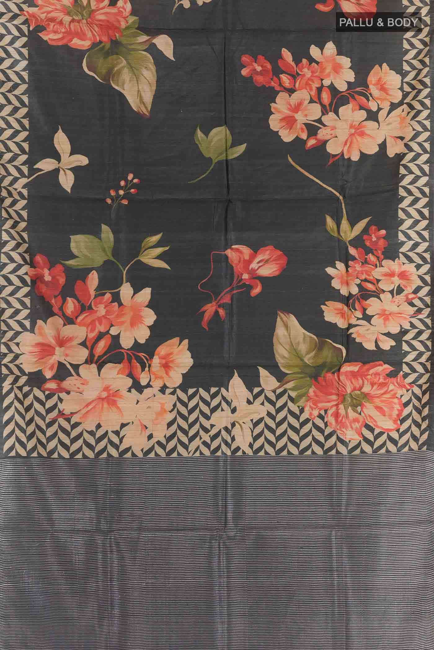 Dark Blue Tussar Saree