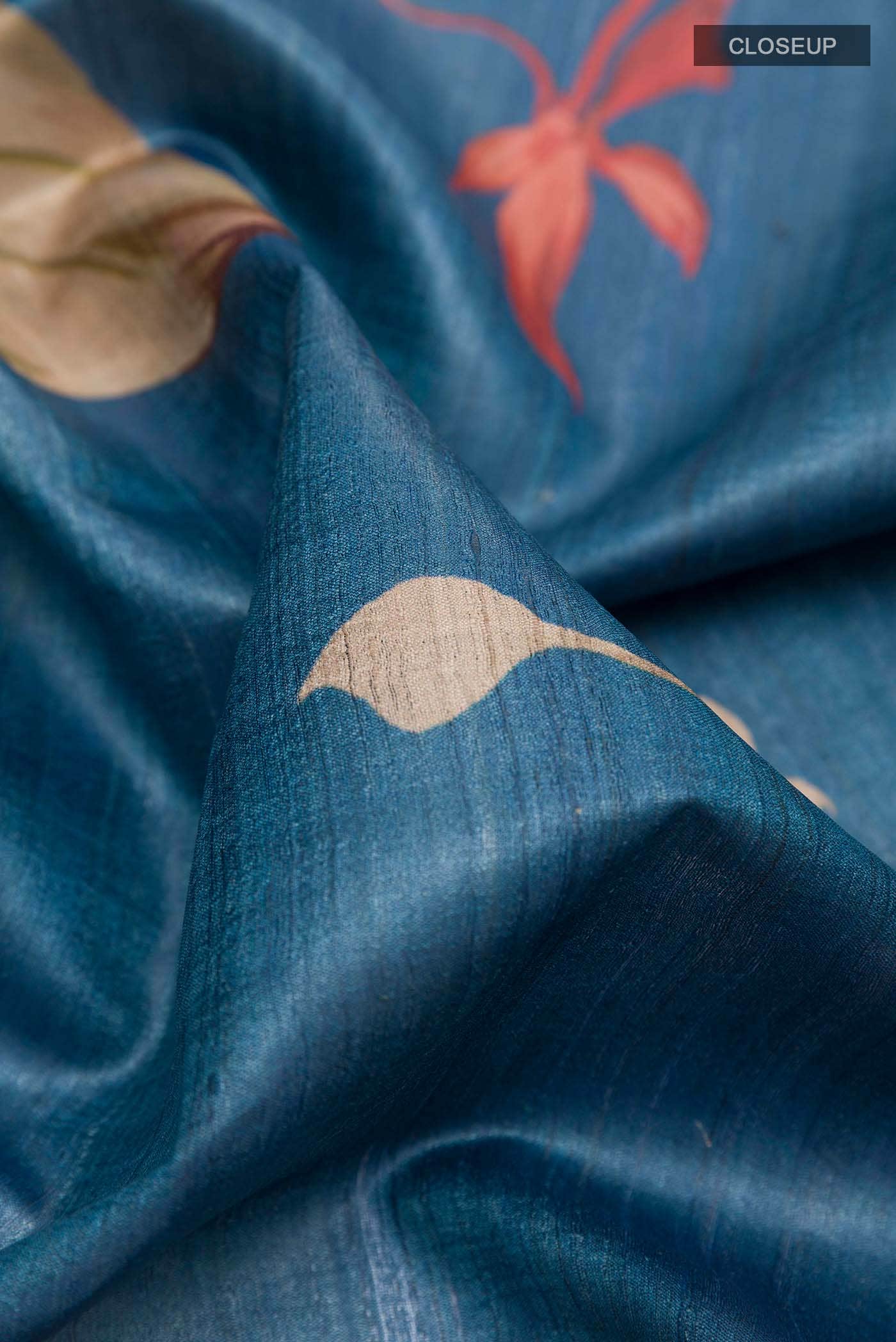 Blue Tussar Saree