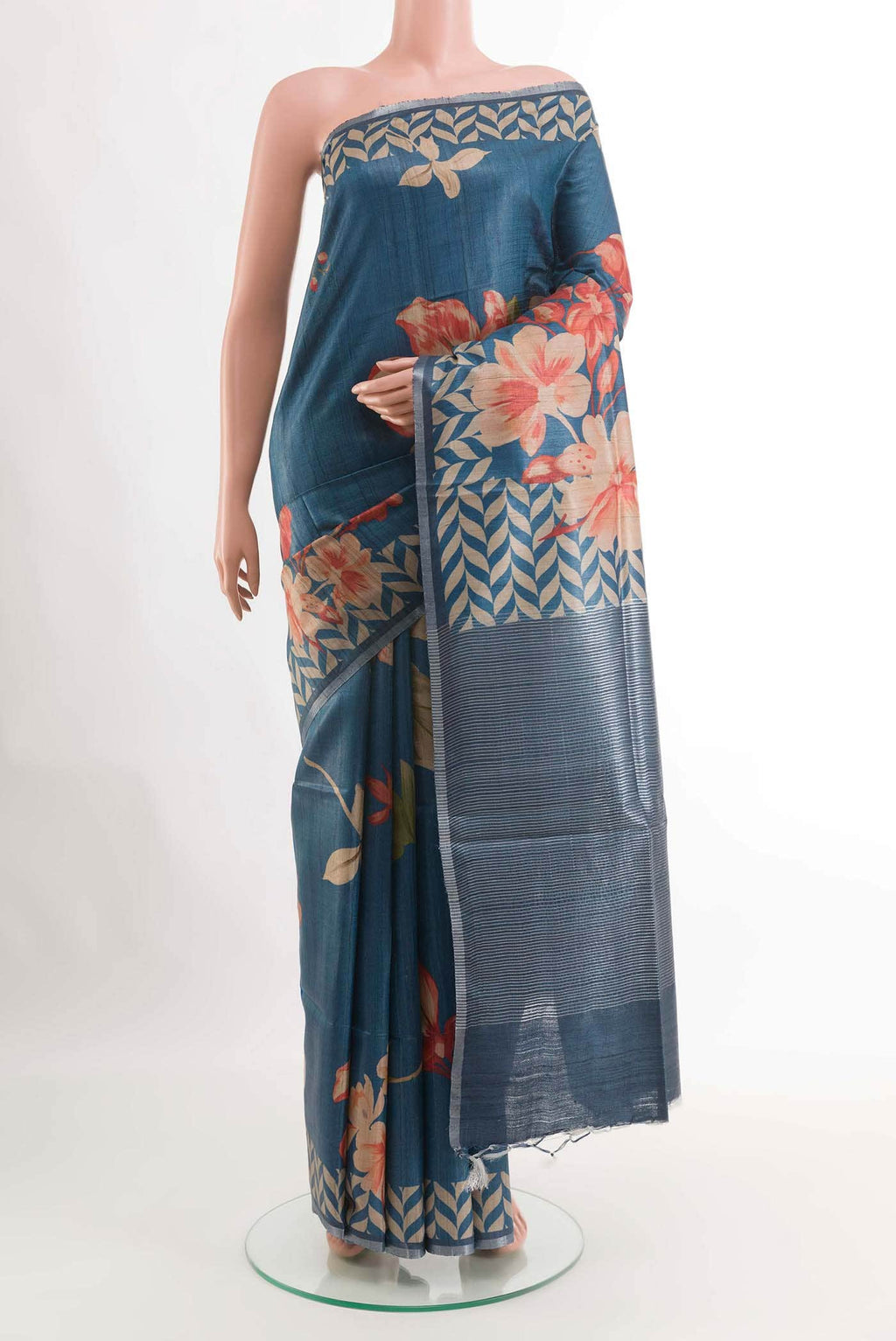 Blue Tussar Saree