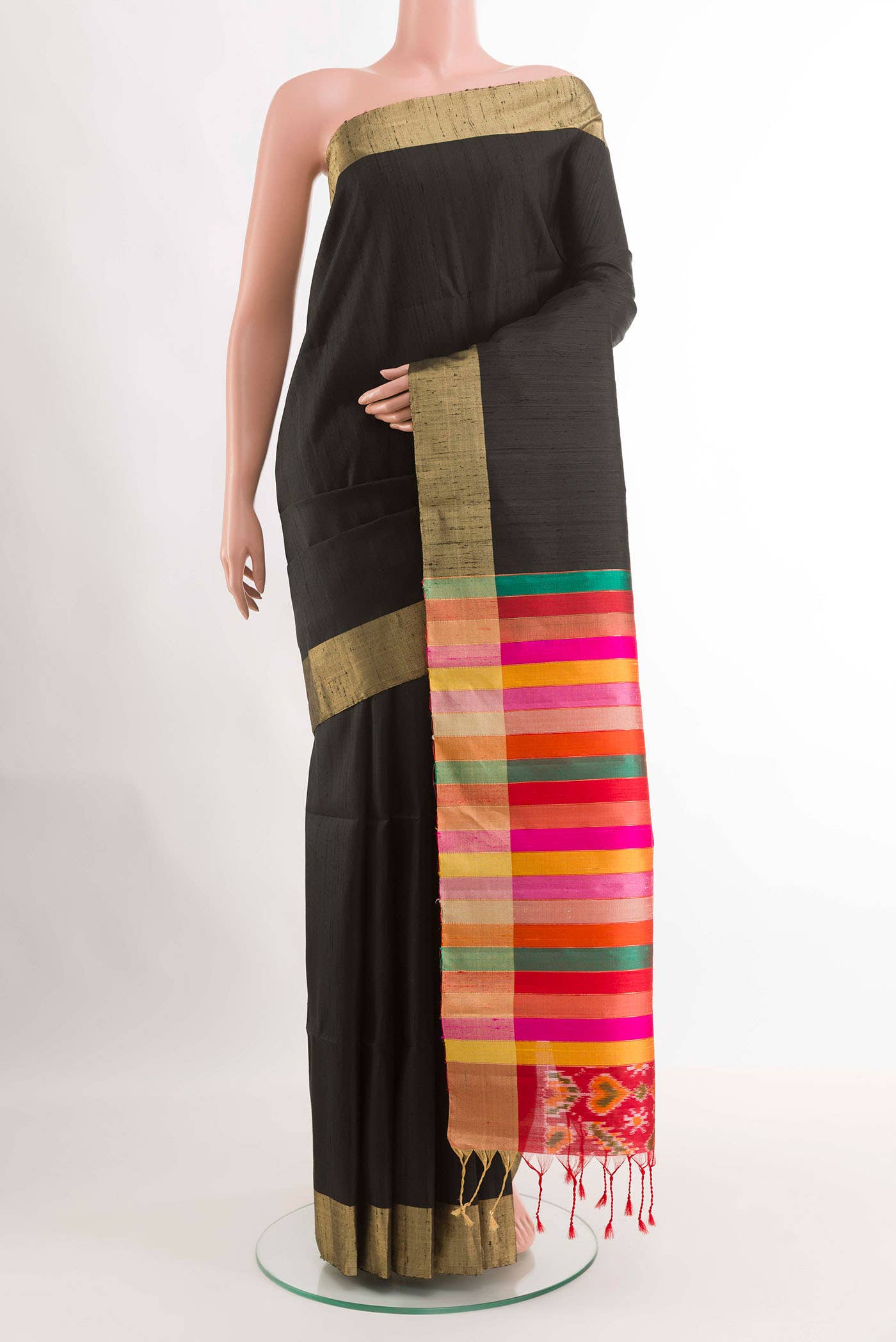 Black Raw Silk Saree