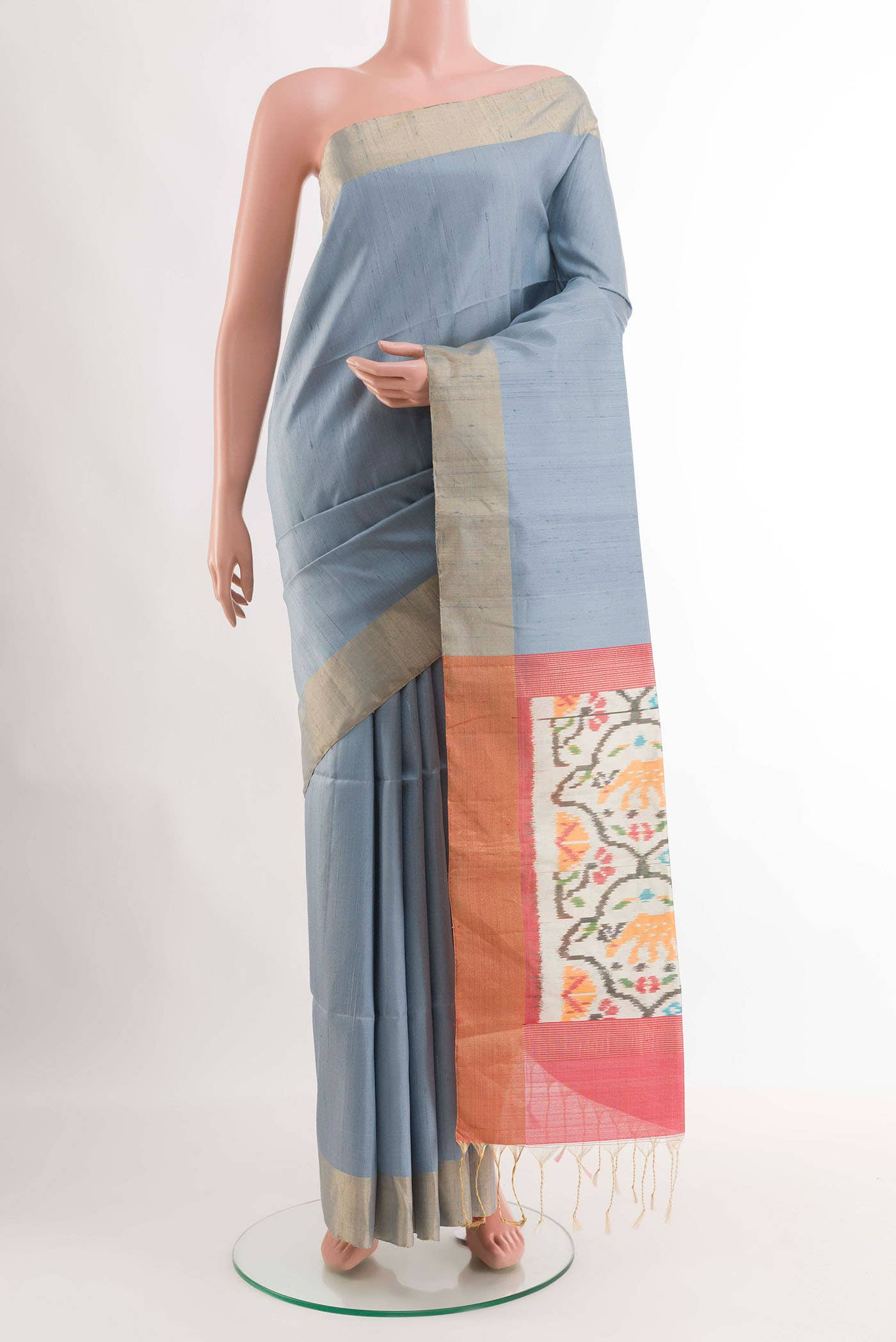 Blue Tussar Saree
