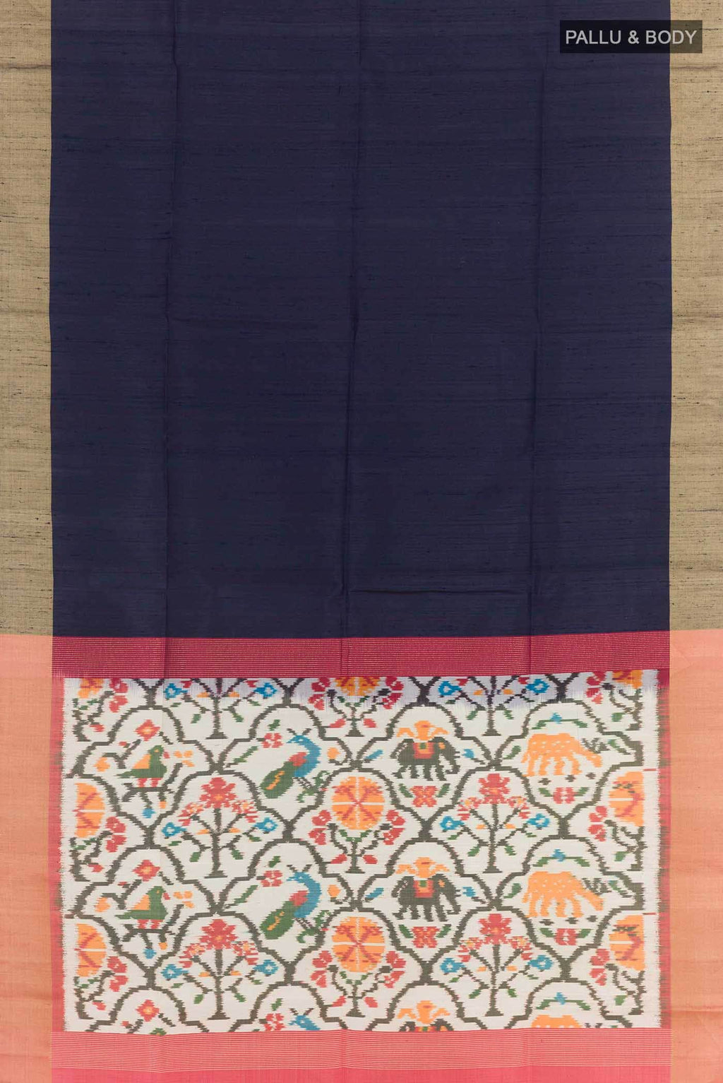Navy Blue Tussar Saree